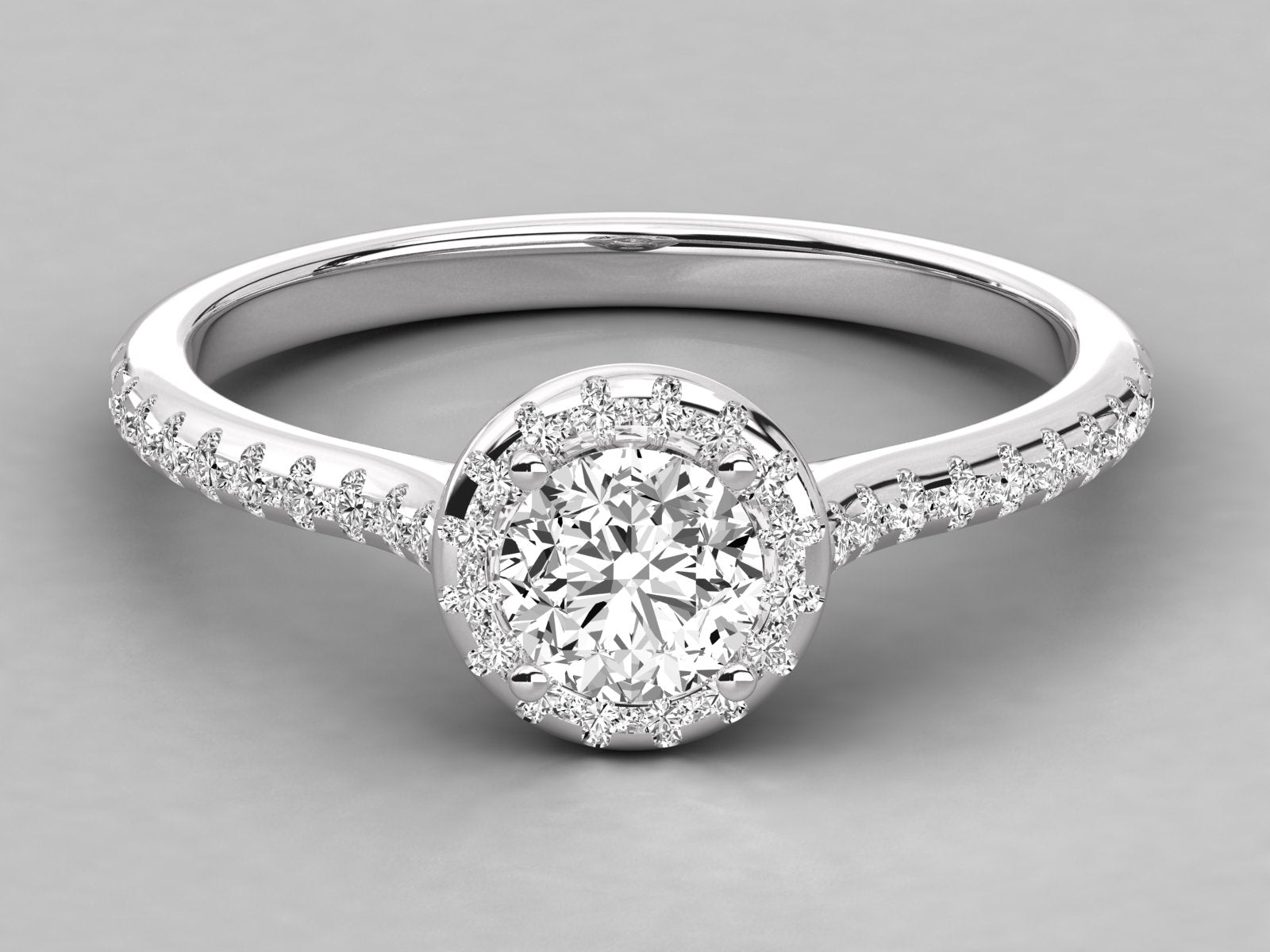 9K GOLD SOLITAIRE ROUND DIAMOND LADIES BRILLIANT RING.