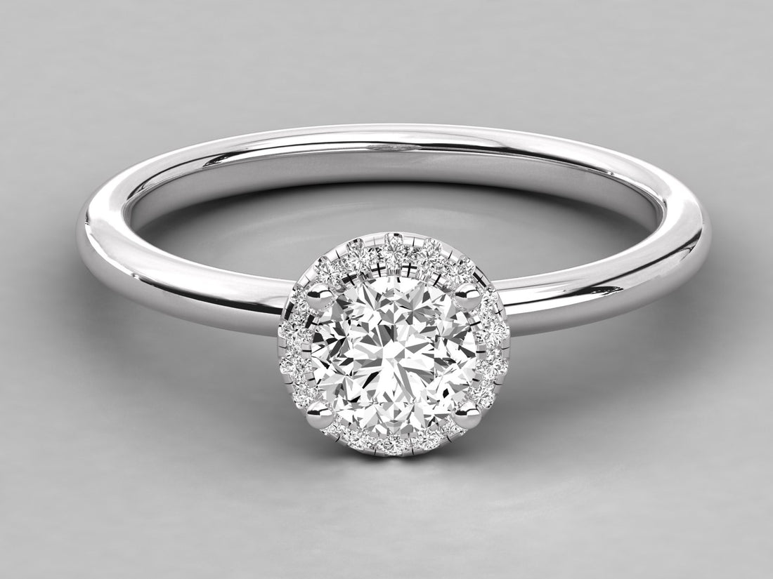 9K GOLD SOLITAIRE ROUND DIAMOND LADIES BRILLIANT RING.