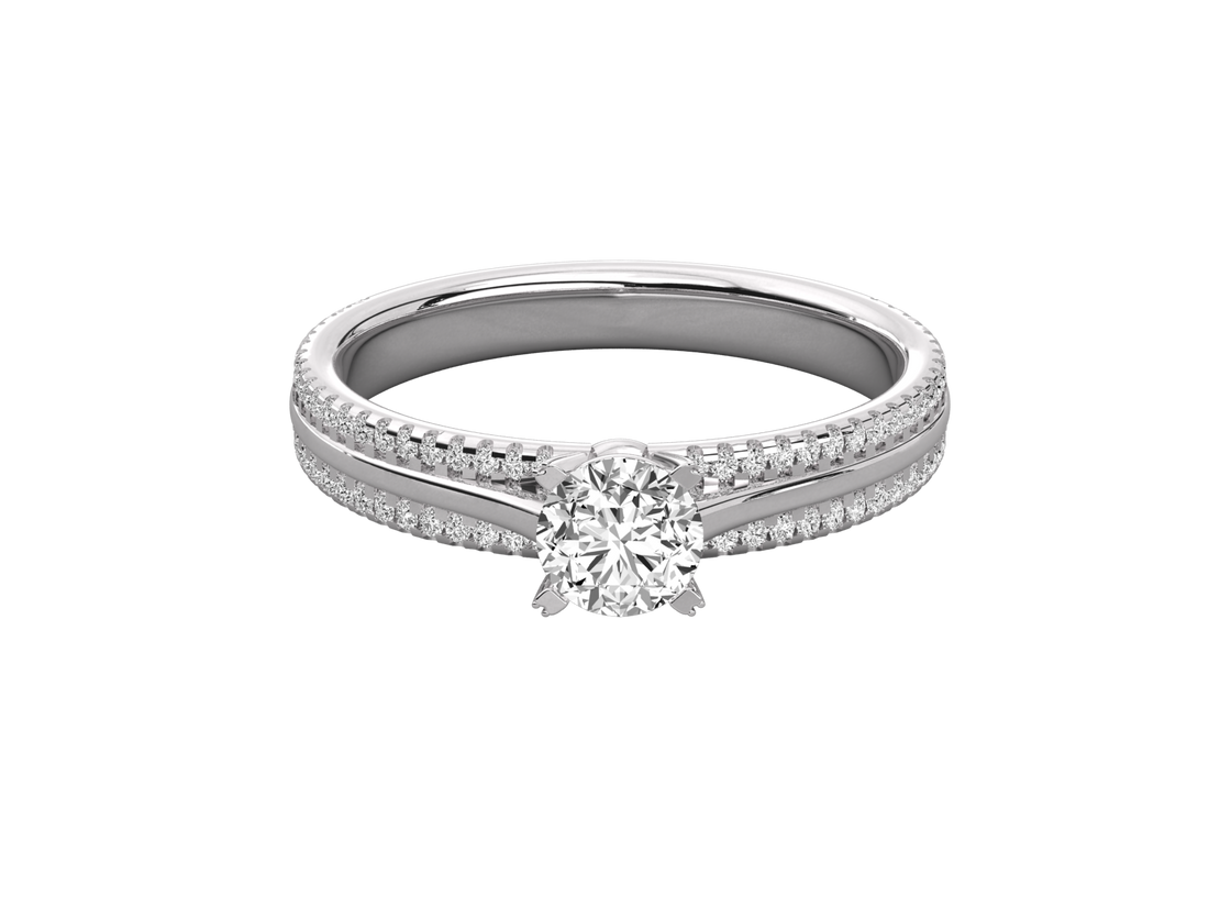 9K GOLD SOLITAIRE LAB GROWN DIAMOND LADIES  RING.
