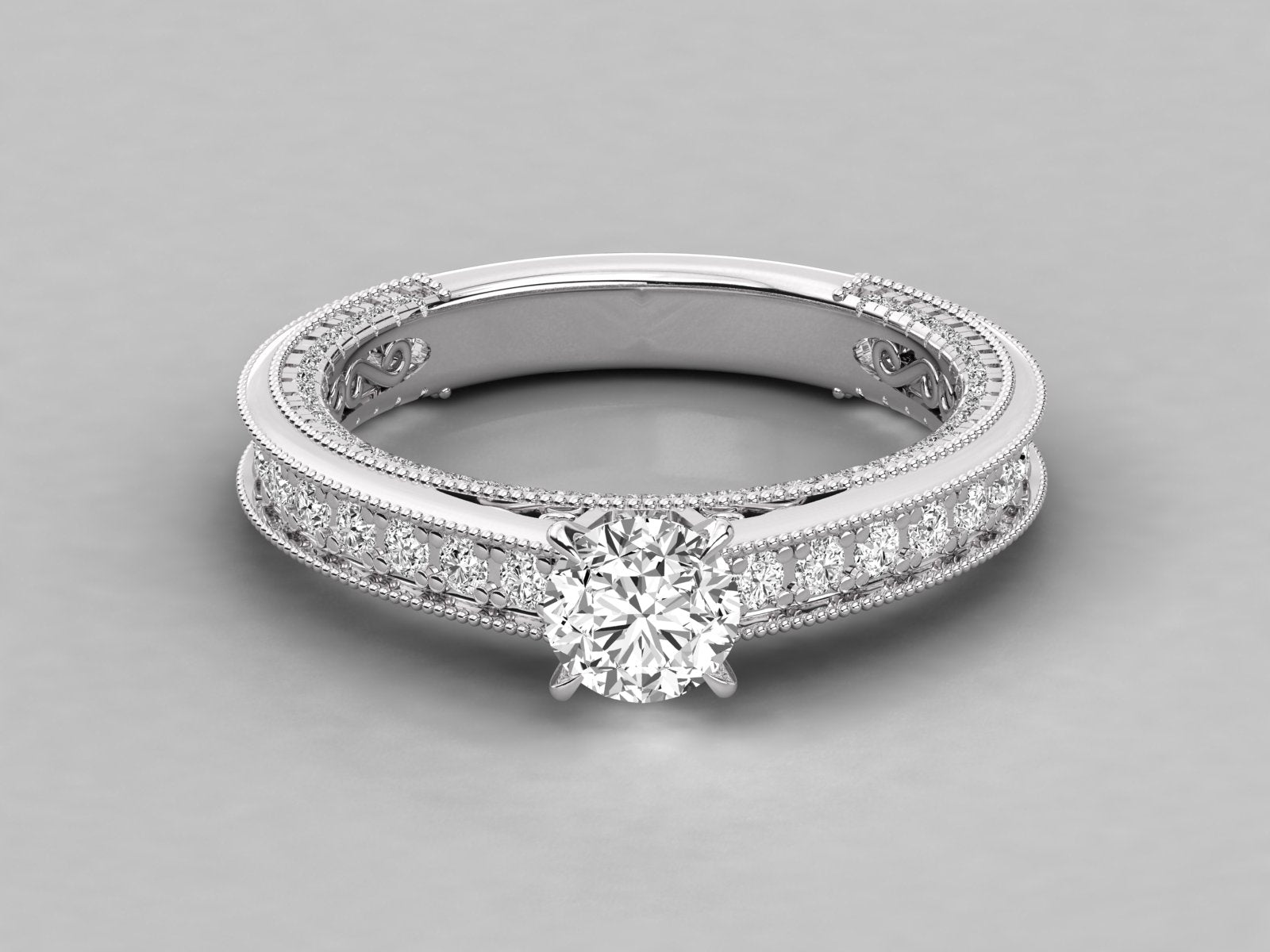 9K GOLD SOLITAIRE ROUND CUT LAB GROWN DIAMOND LADIES BRILLIANT RING.