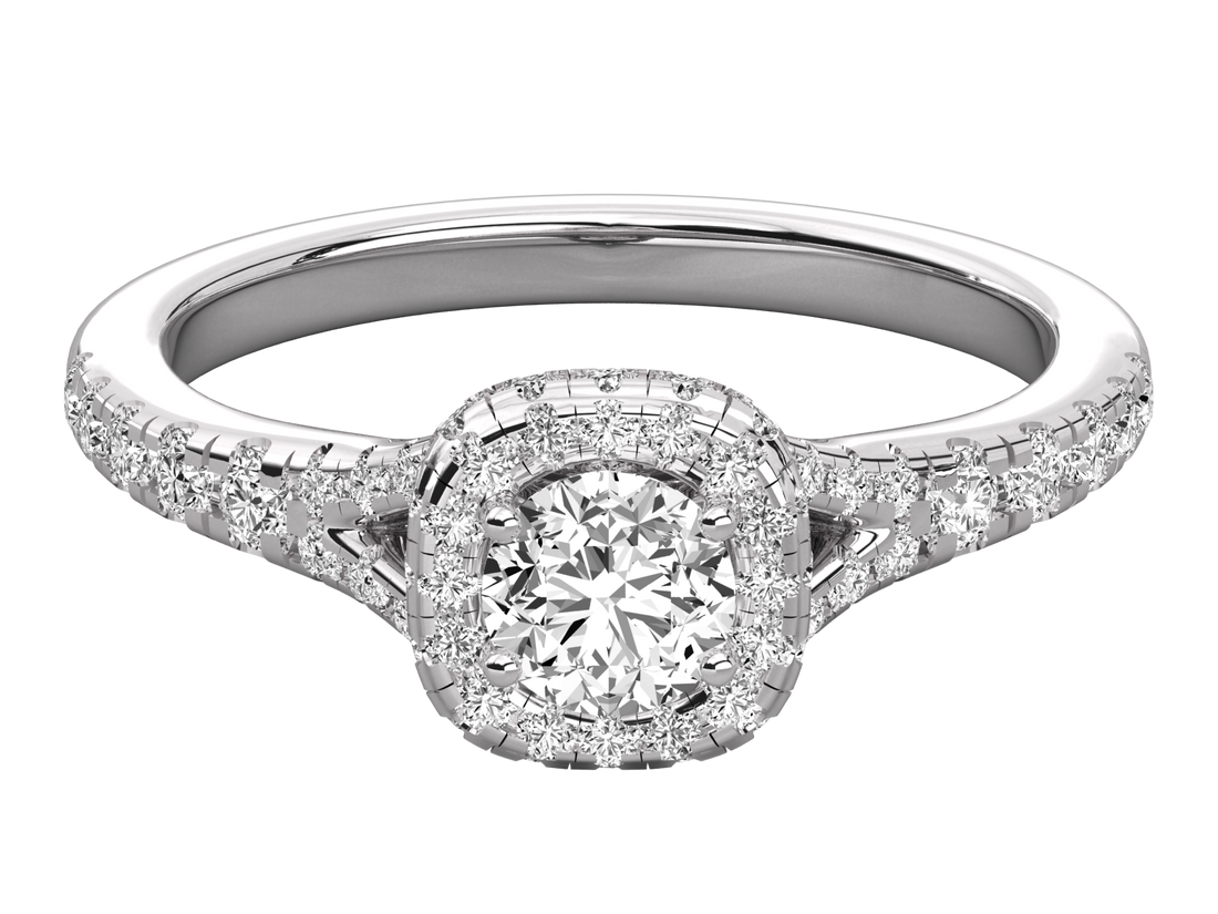 9K GOLD SOLITAIRE ROUND DIAMOND LADIES BRILLIANT RING.