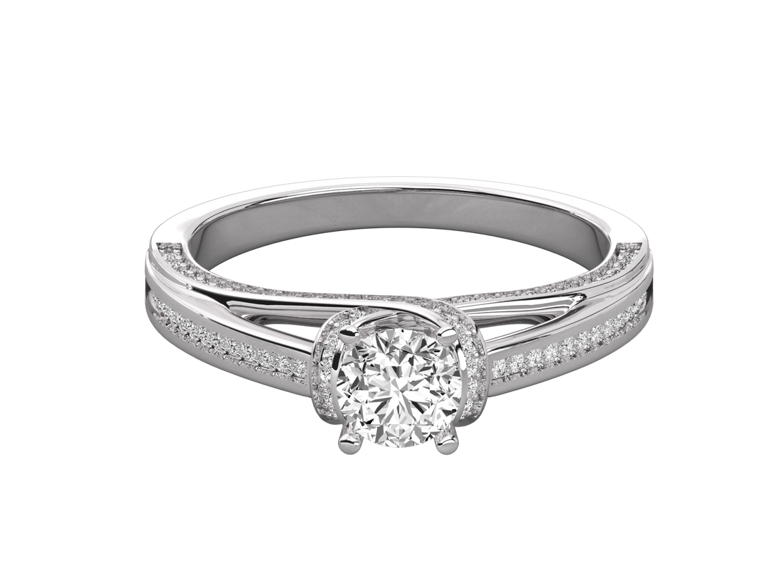 14K GOLD SOLITAIRE ROUND CUT LAB GROWN DIAMOND LADIES BRILLIANT RING.