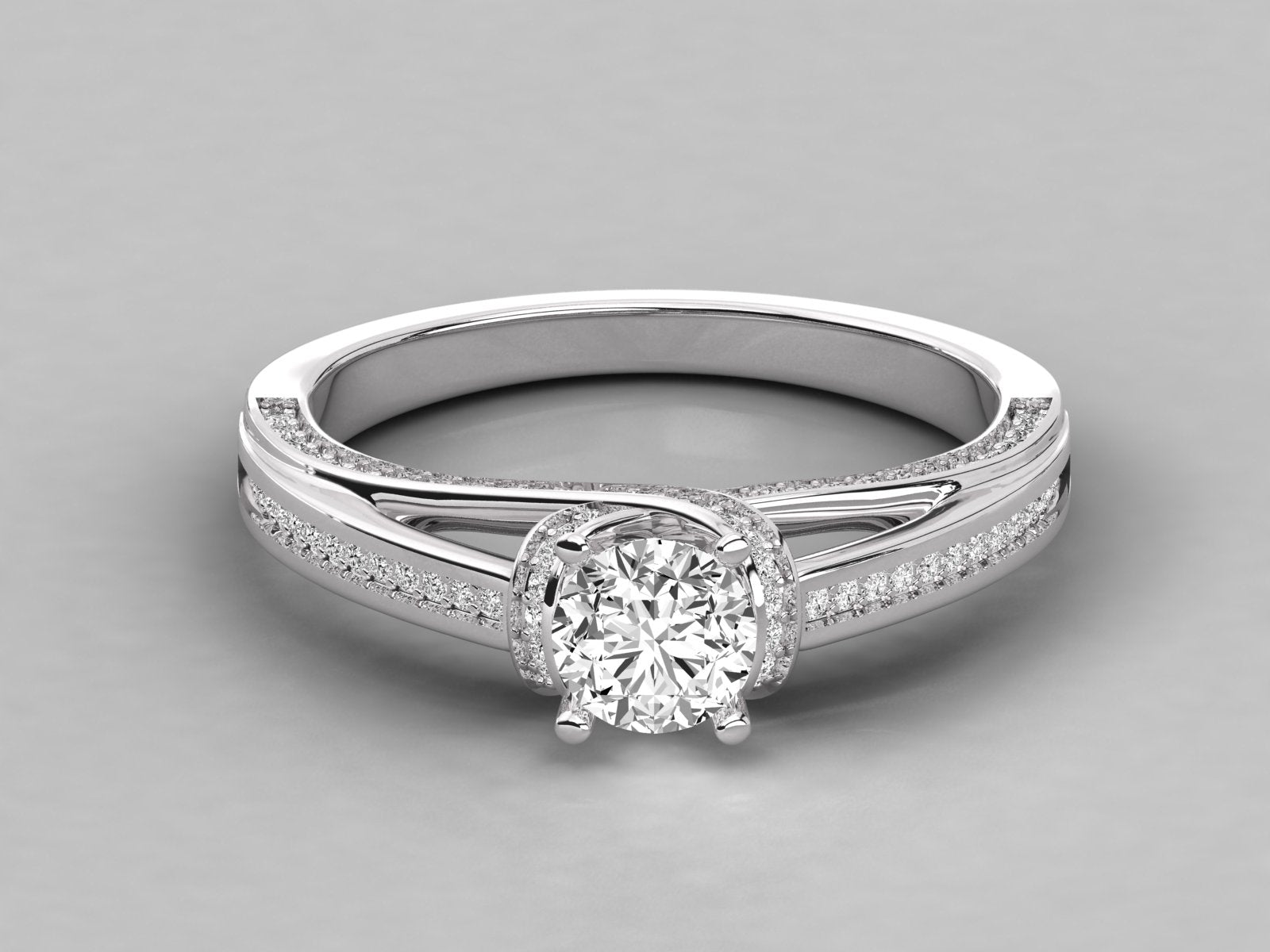 14K GOLD SOLITAIRE ROUND CUT LAB GROWN DIAMOND LADIES BRILLIANT RING.