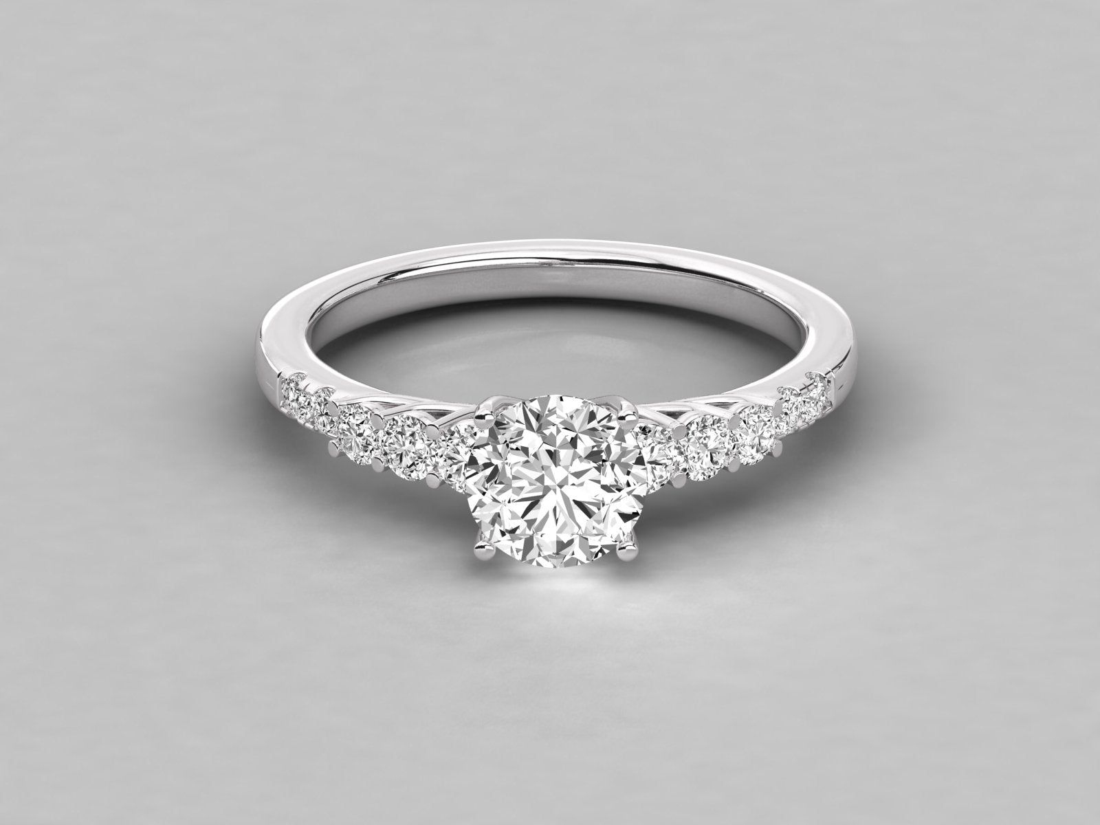 9K GOLD SOLITAIRE  LAB GROWN DIAMOND LADIES BRILLIANT RING.