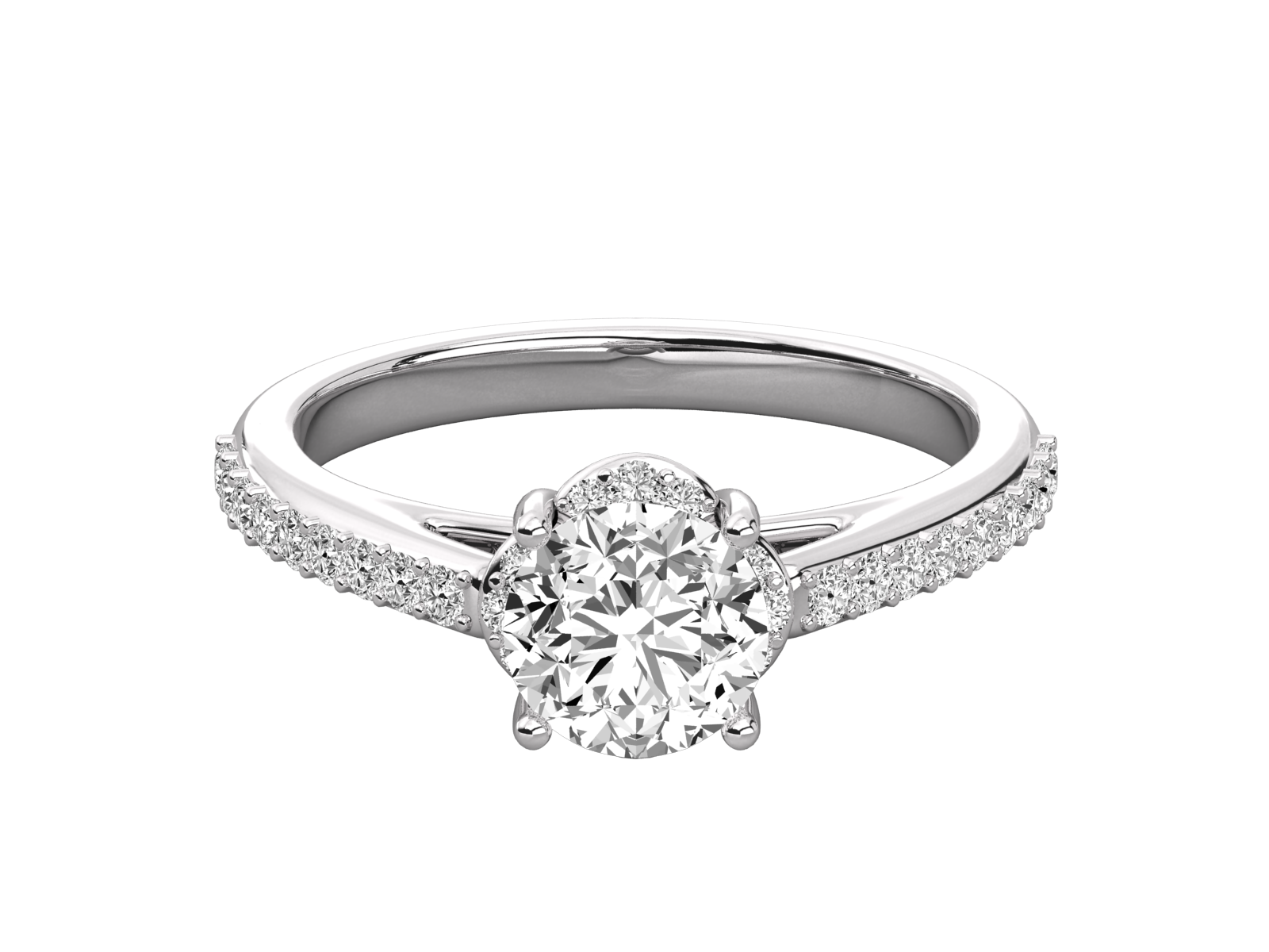 9K GOLD SOLITAIRE ROUND DIAMOND LADIES BRILLIANT RING.