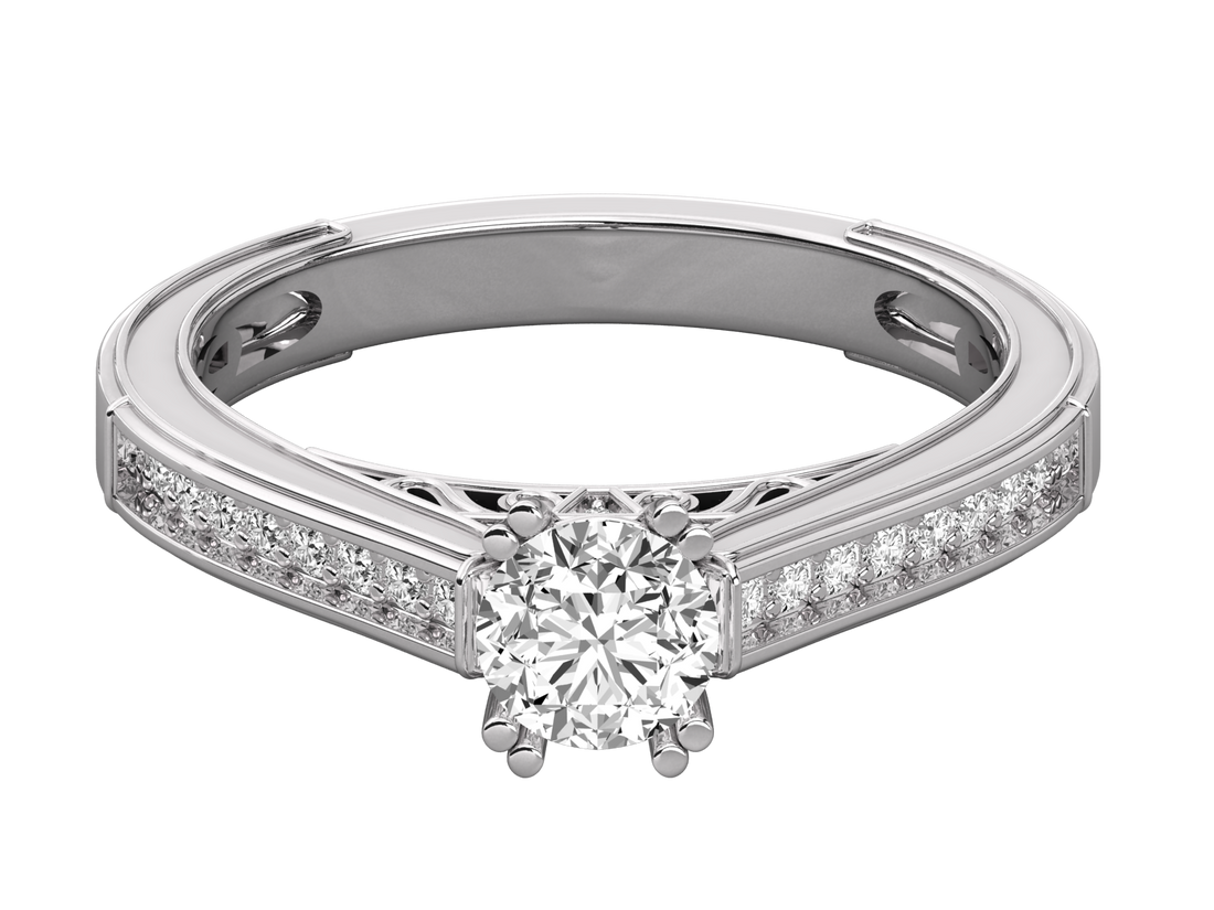 9K GOLD SOLITAIRE LAB GROWN DIAMOND LADIES  RING.