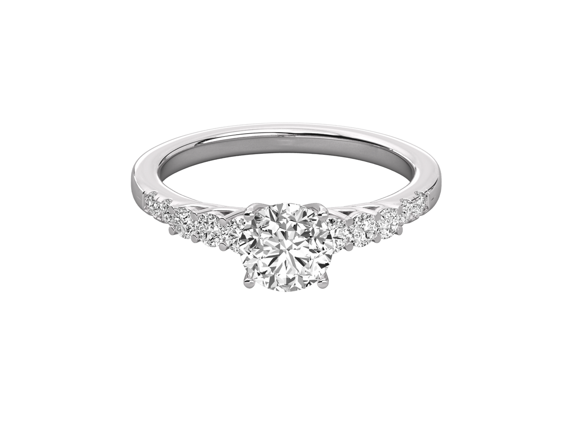 9K GOLD SOLITAIRE  LAB GROWN DIAMOND LADIES BRILLIANT RING.