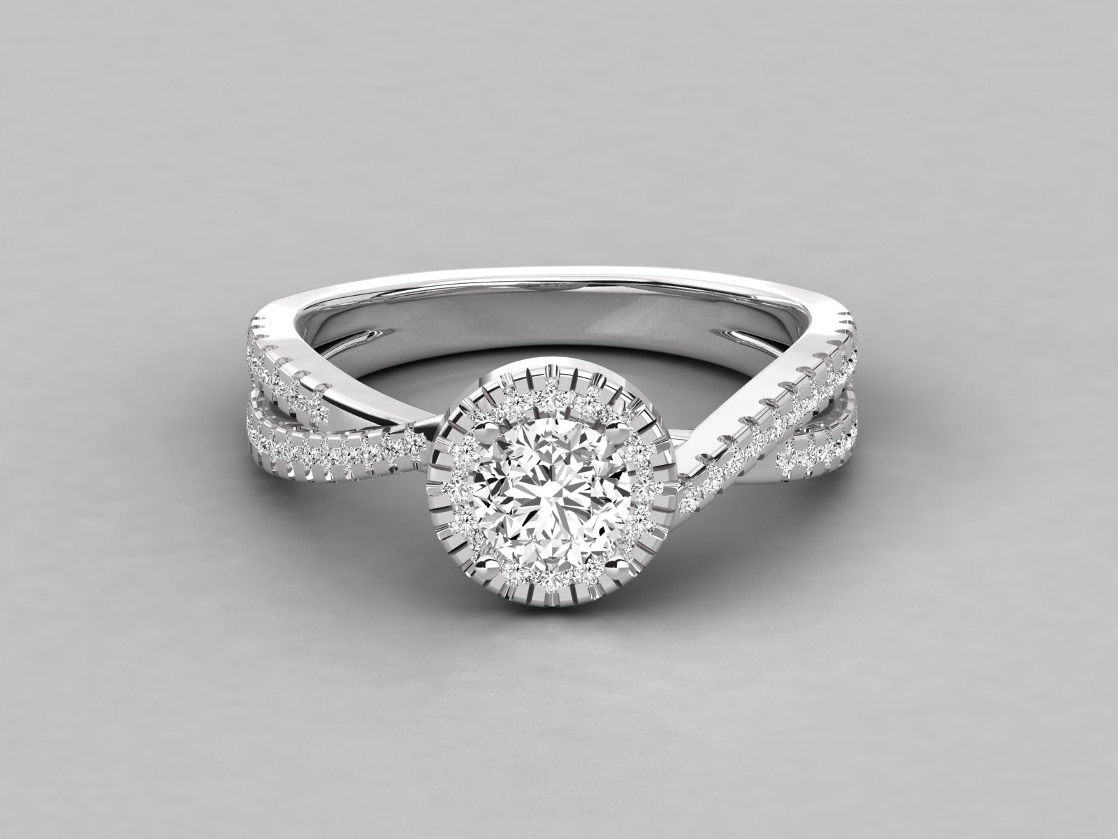 9K GOLD SOLITAIRE ROUND CUT LAB GROWN DIAMOND LADIES BRILLIANT RING.