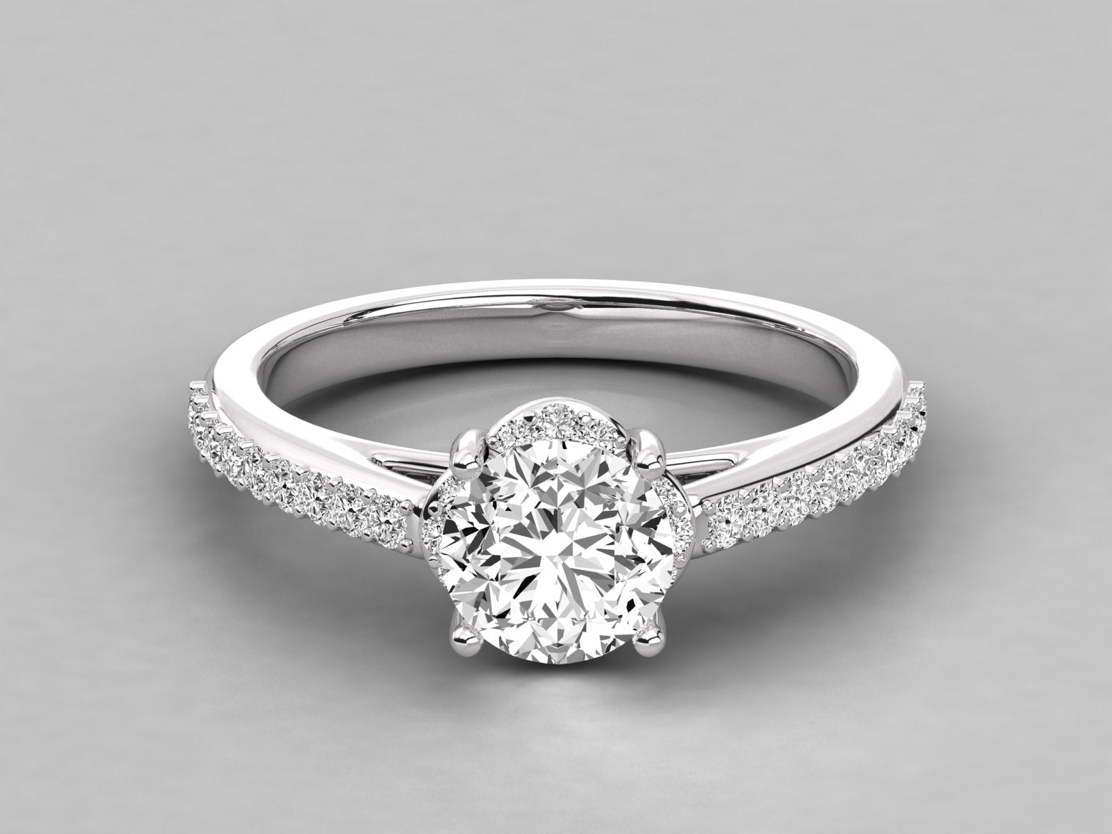 9K GOLD SOLITAIRE ROUND DIAMOND LADIES BRILLIANT RING.