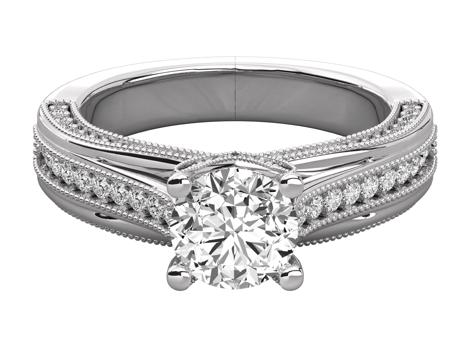 9K GOLD SOLITAIRE ROUND CUT LAB GROWN DIAMOND LADIES BRILLIANT RING.