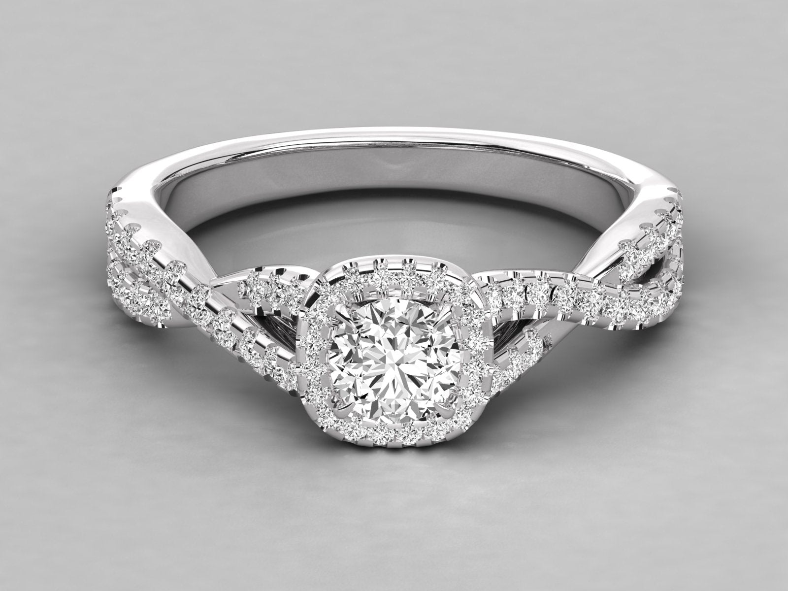 9K GOLD SOLITAIRE ROUND CUT LAB GROWN DIAMOND LADIES BRILLIANT RING.