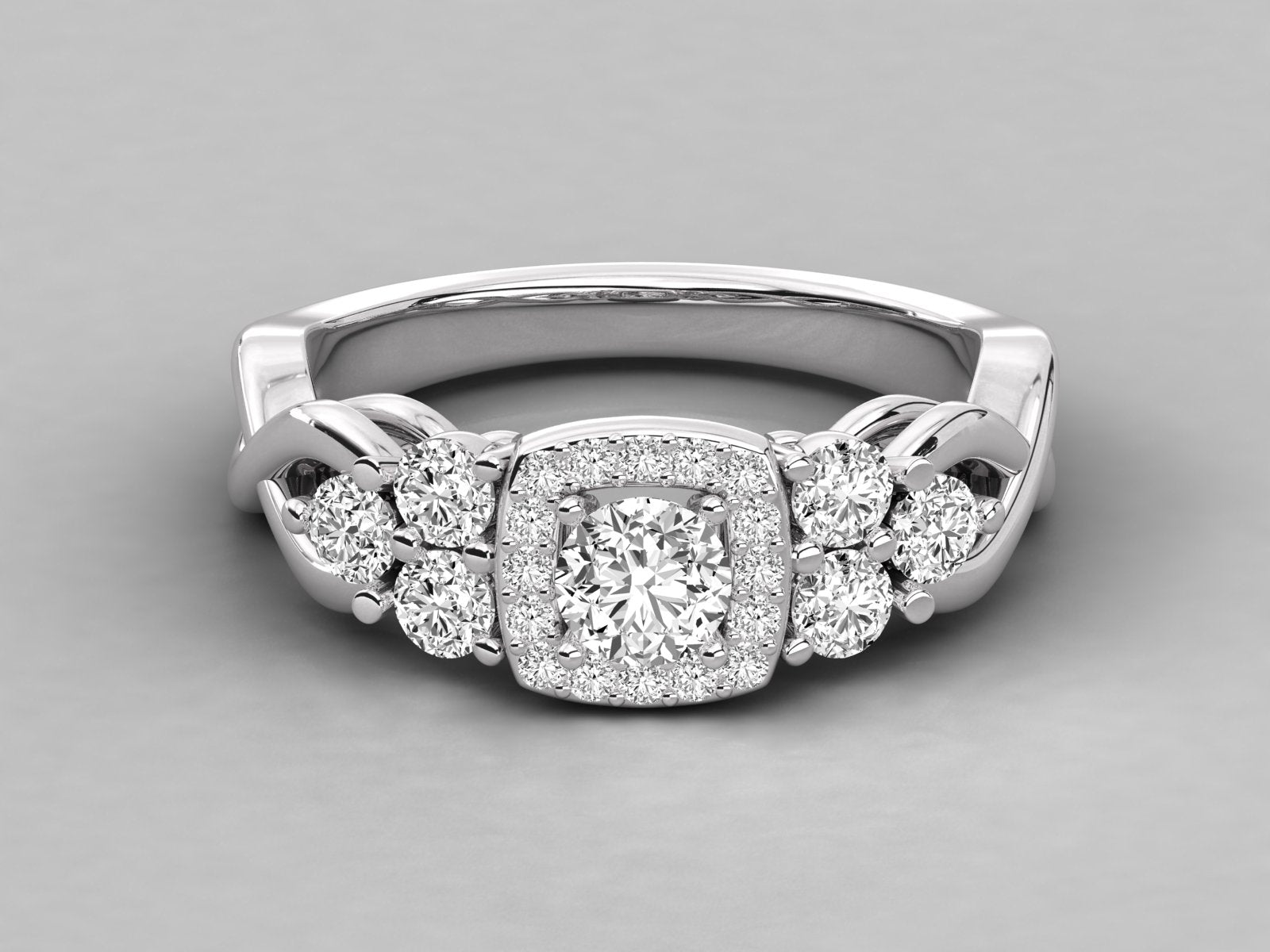 9K GOLD SOLITAIRE ROUND DIAMOND LADIES RING.