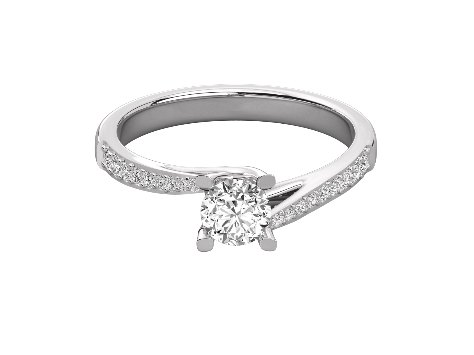 9K GOLD SOLITAIRE ROUND CUT LAB GROWN DIAMOND LADIES BRILLIANT RING.