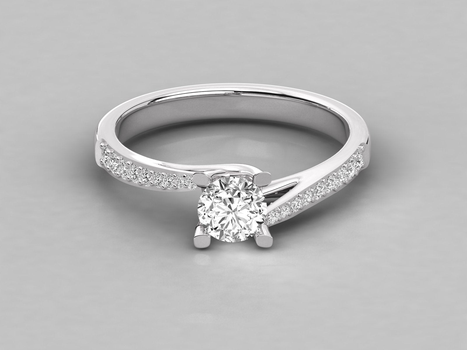 9K GOLD SOLITAIRE ROUND CUT LAB GROWN DIAMOND LADIES BRILLIANT RING.
