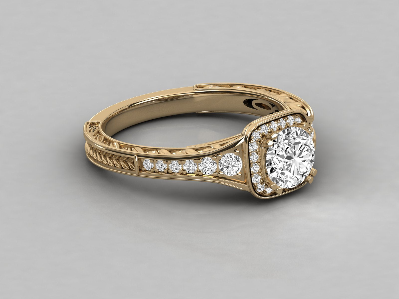 9K GOLD SOLITAIRE ROUND DIAMOND LADIES BRILLIANT RING.