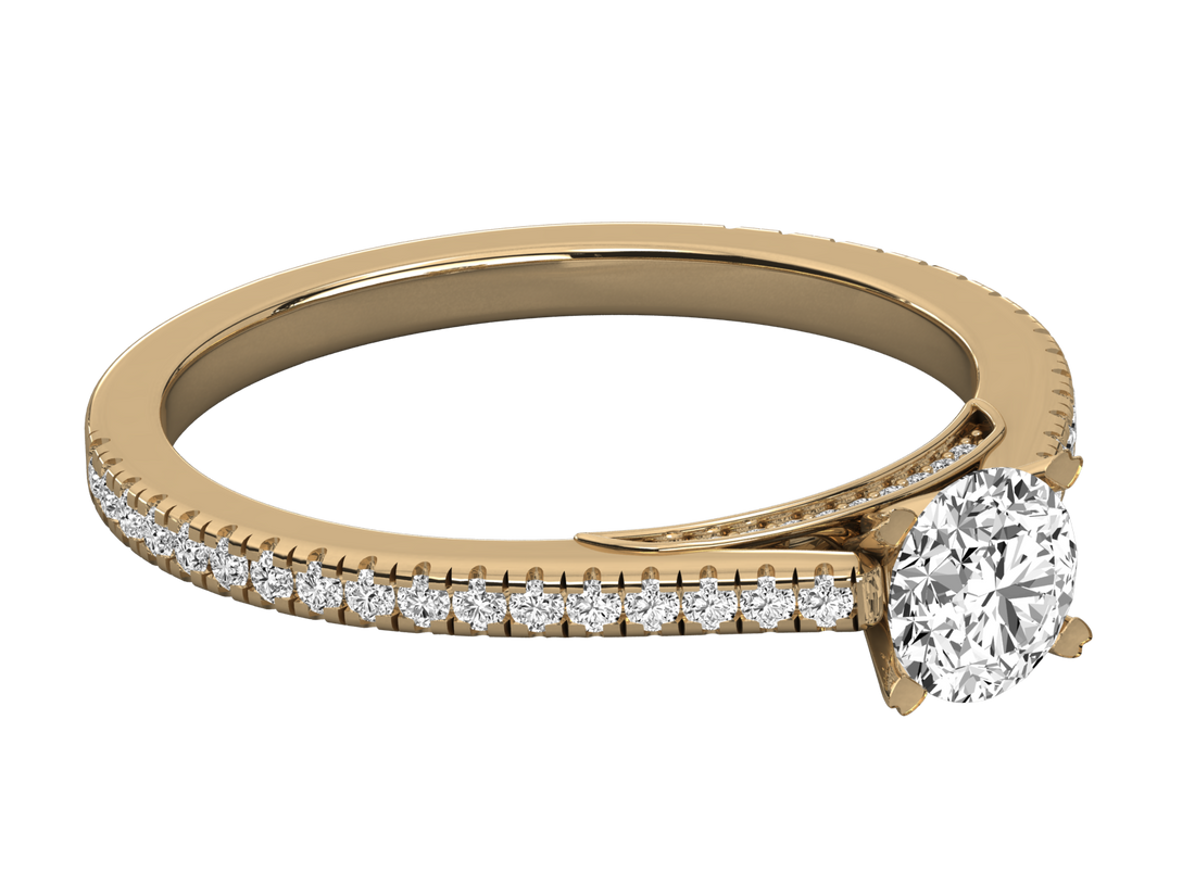 10K GOLD SOLITAIRE LAB GROWN DIAMOND LADIES RING.