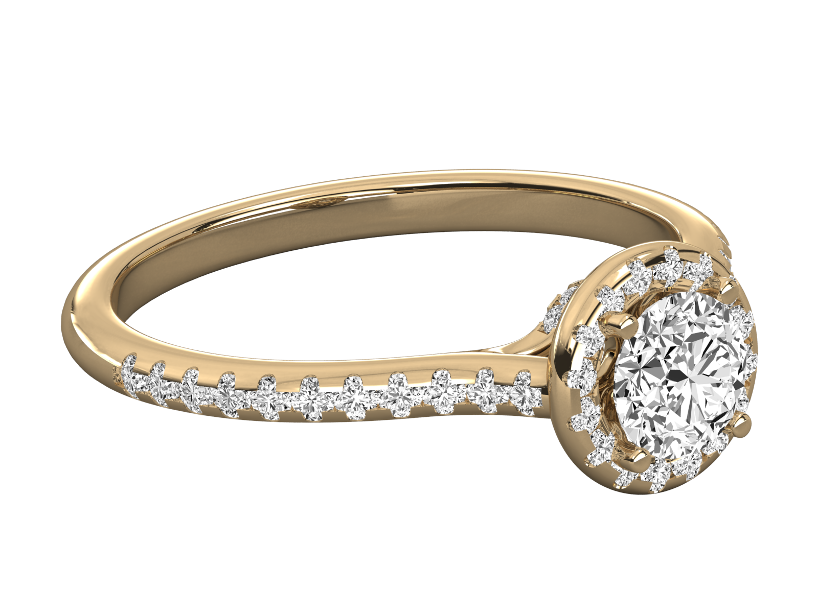 9K GOLD SOLITAIRE ROUND DIAMOND LADIES BRILLIANT RING.