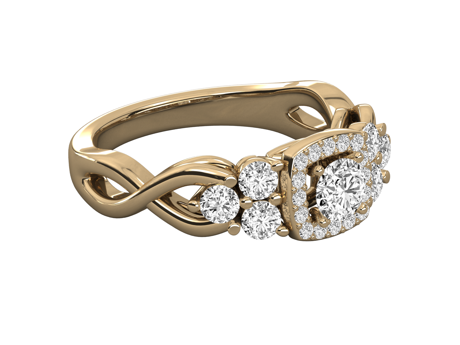9K GOLD SOLITAIRE ROUND DIAMOND LADIES RING.