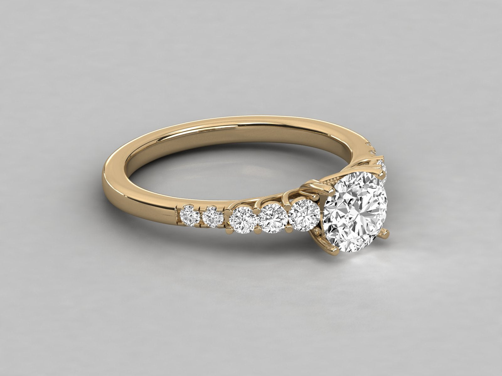 9K GOLD SOLITAIRE  LAB GROWN DIAMOND LADIES BRILLIANT RING.