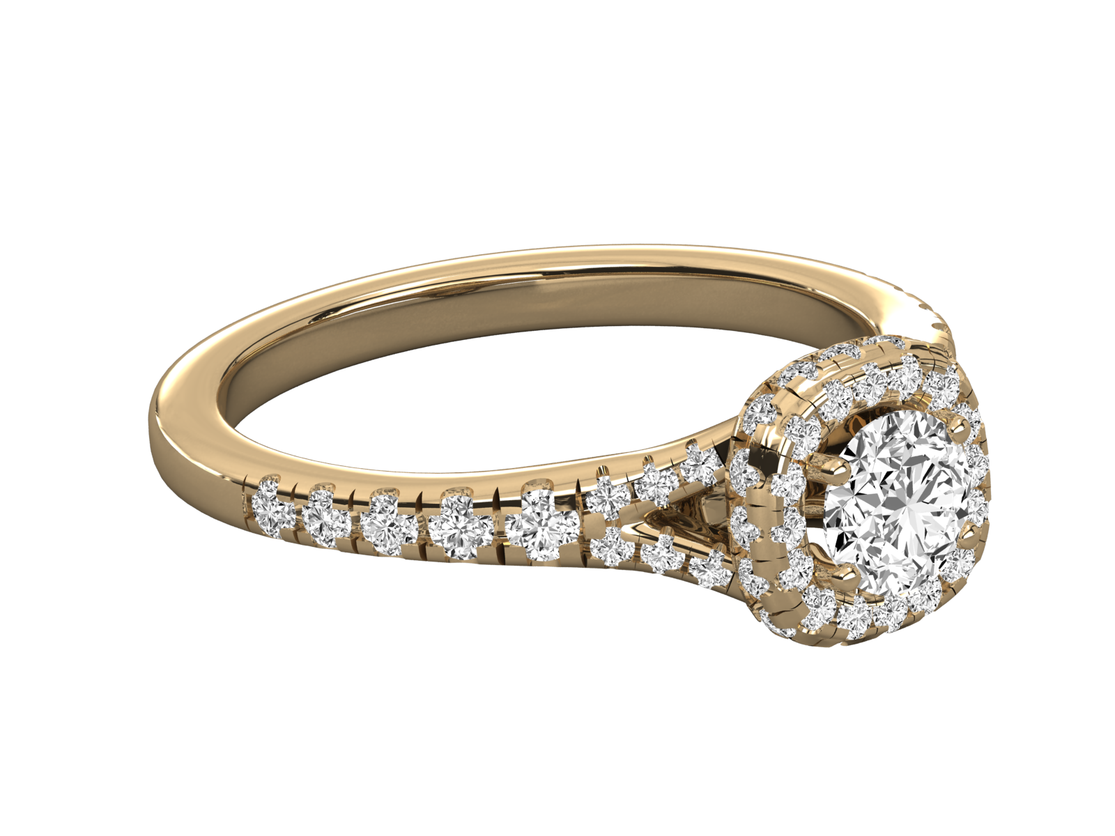 9K GOLD SOLITAIRE ROUND DIAMOND LADIES BRILLIANT RING.