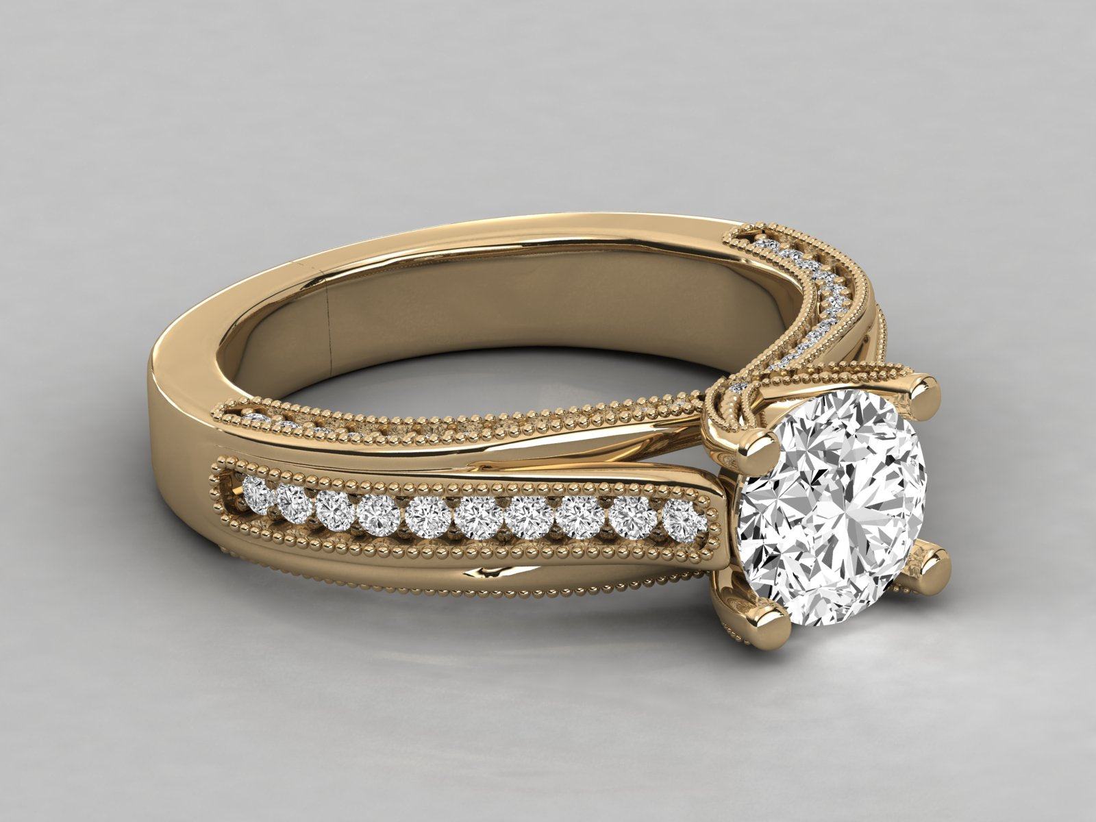 9K GOLD SOLITAIRE LAB GROWN DIAMOND LADIES  RING.