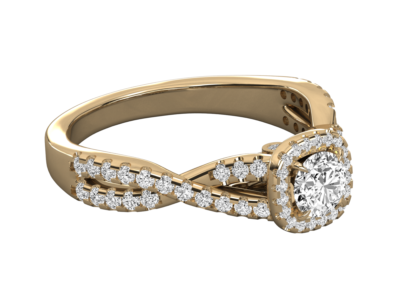 9K GOLD SOLITAIRE ROUND CUT LAB GROWN DIAMOND LADIES BRILLIANT RING.