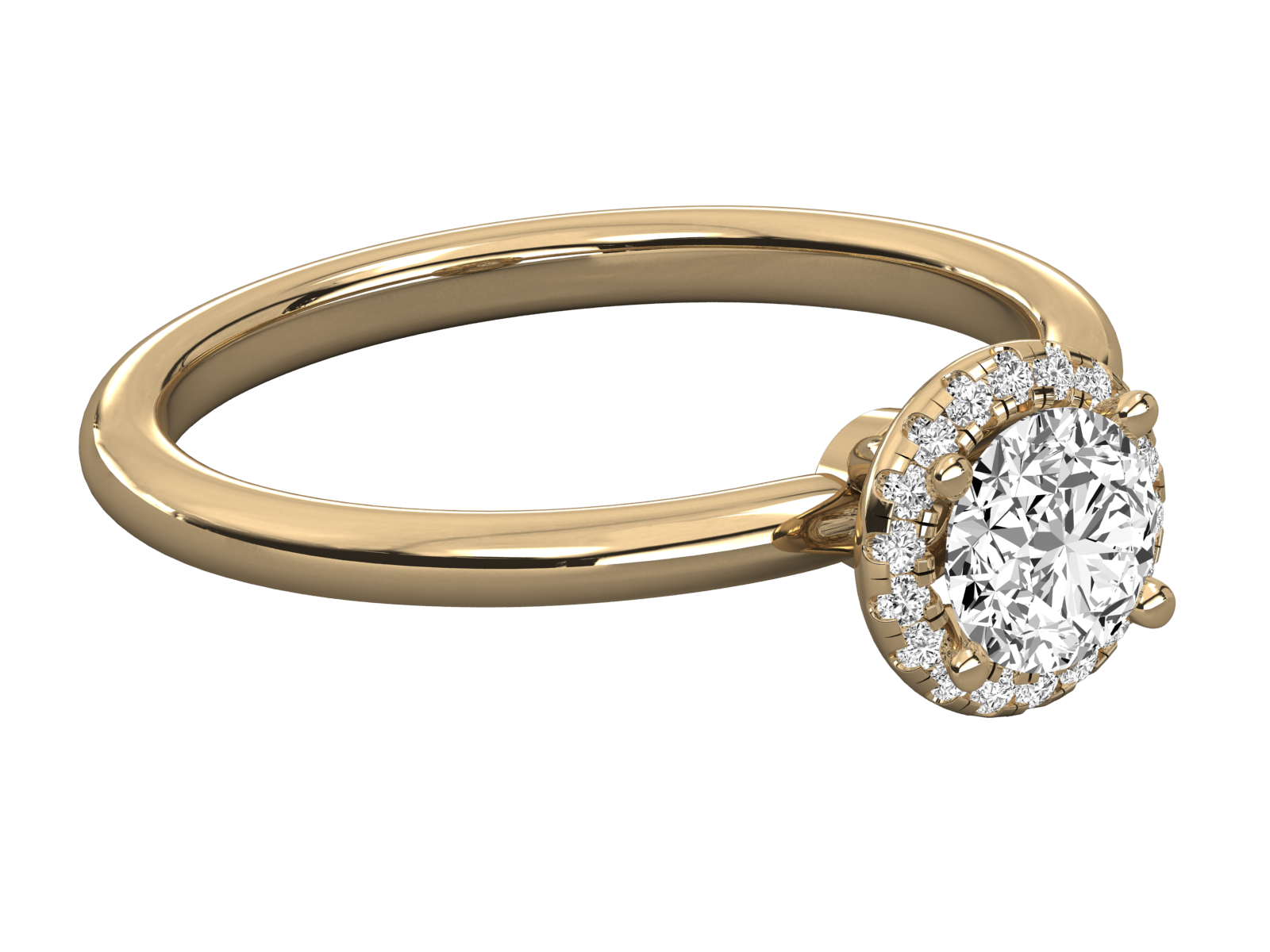 9K GOLD SOLITAIRE ROUND DIAMOND LADIES BRILLIANT RING.