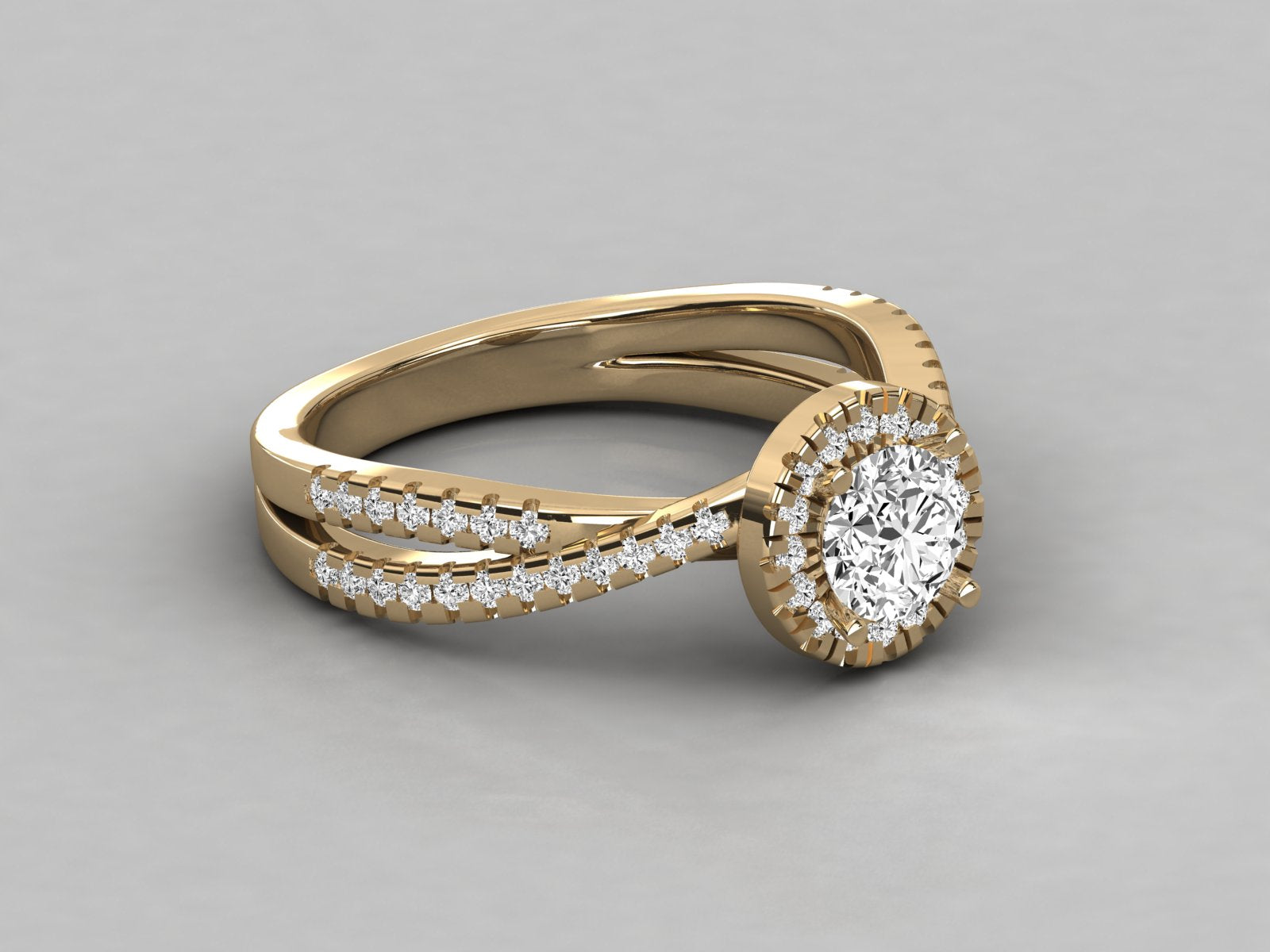 9K GOLD SOLITAIRE ROUND CUT LAB GROWN DIAMOND LADIES BRILLIANT RING.