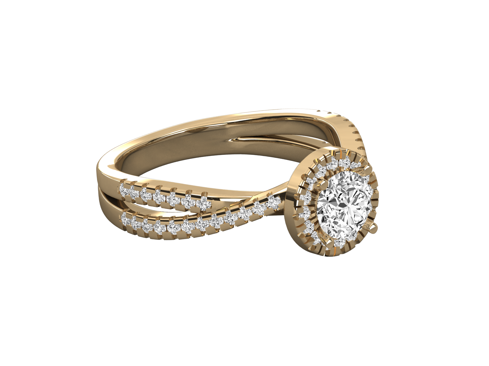 9K GOLD SOLITAIRE ROUND CUT LAB GROWN DIAMOND LADIES BRILLIANT RING.