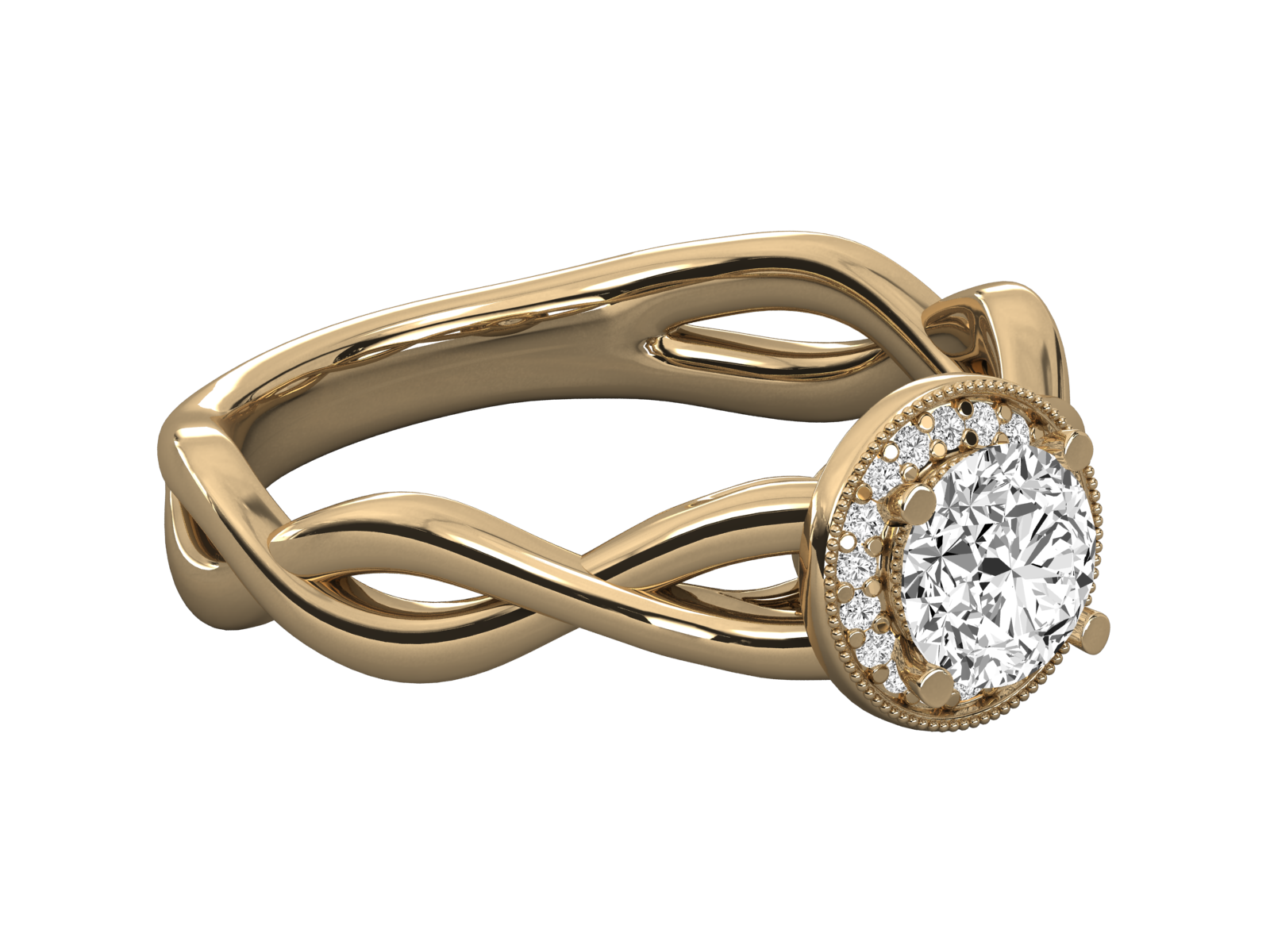 10K GOLD SOLITAIRE ROUND DIAMOND LADIES BRILLIANT RING.