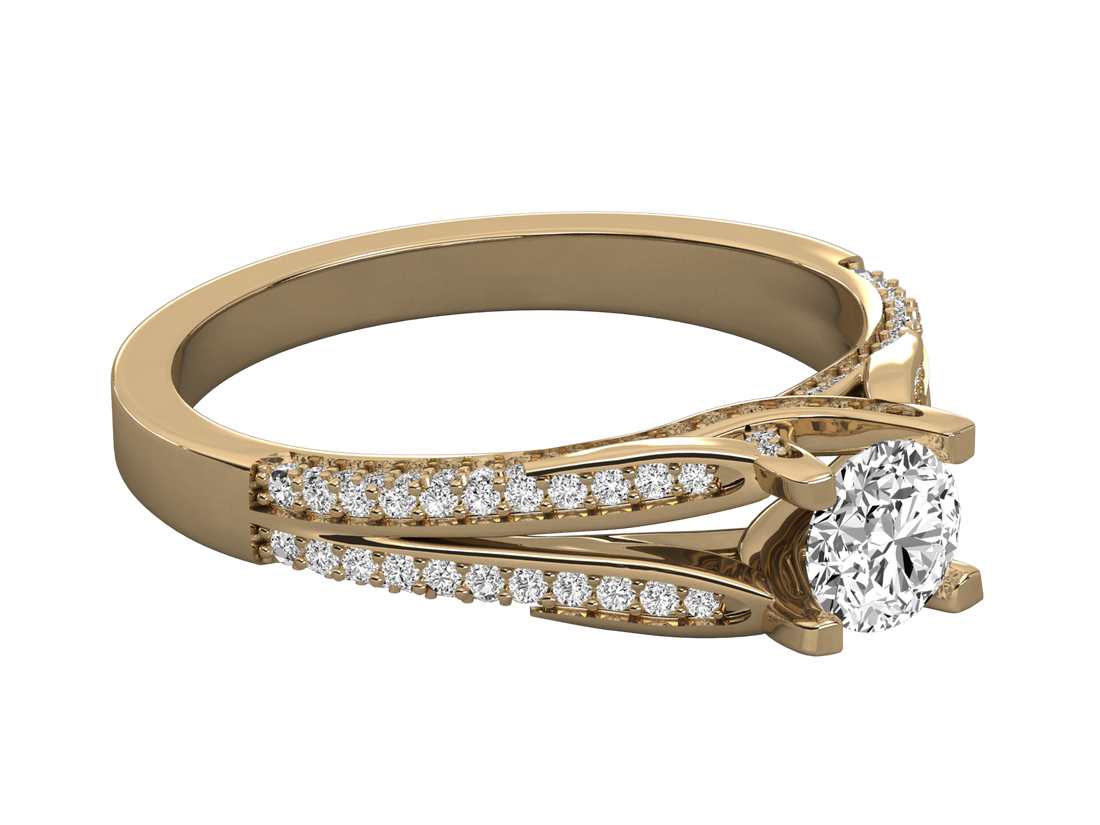 10K GOLD SOLITAIRE DIAMOND LADIES BRILLIANT RING.