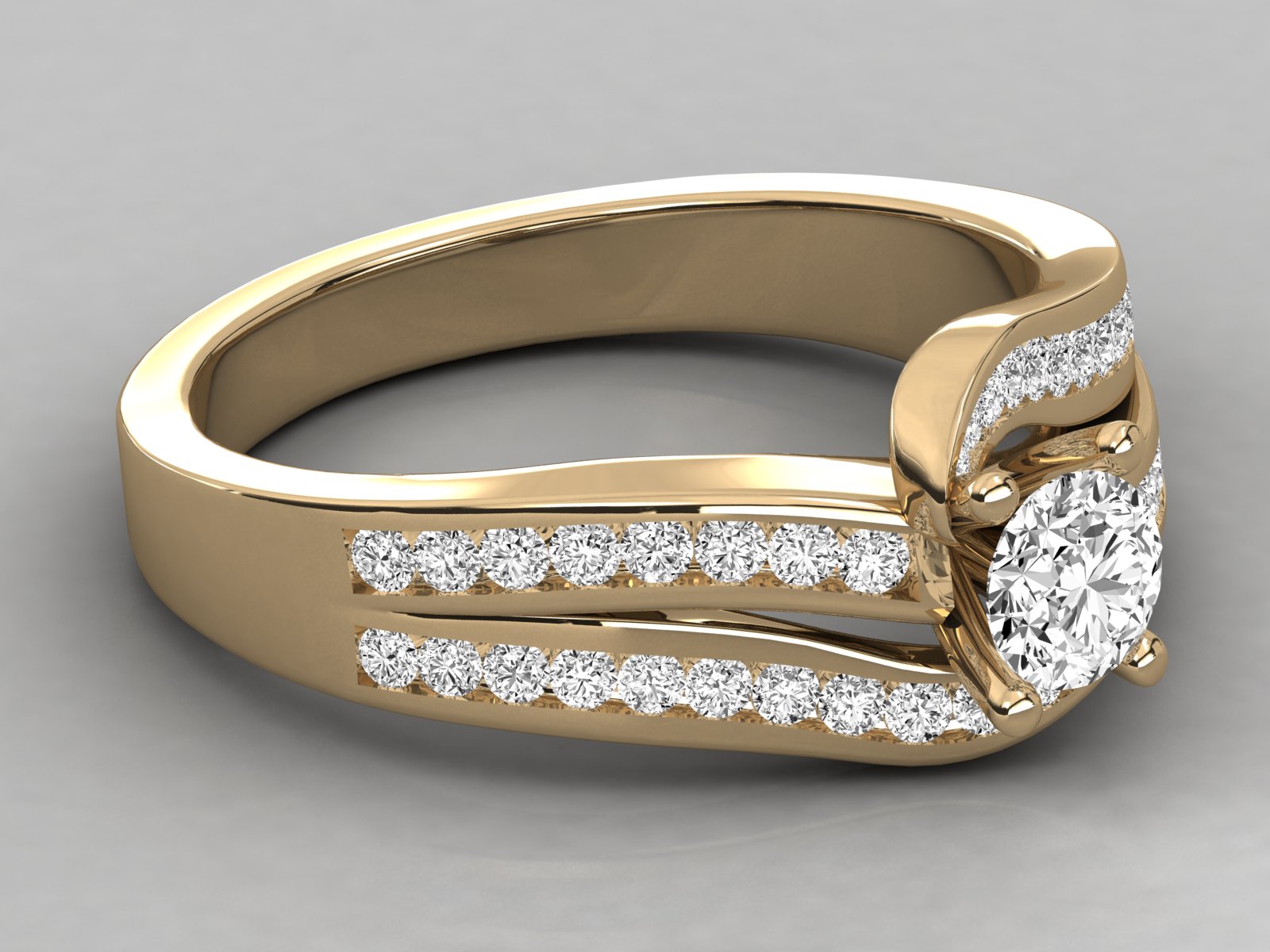 9K GOLD SOLITAIRE LAB GROWN DIAMOND  BRILLIANT RING.