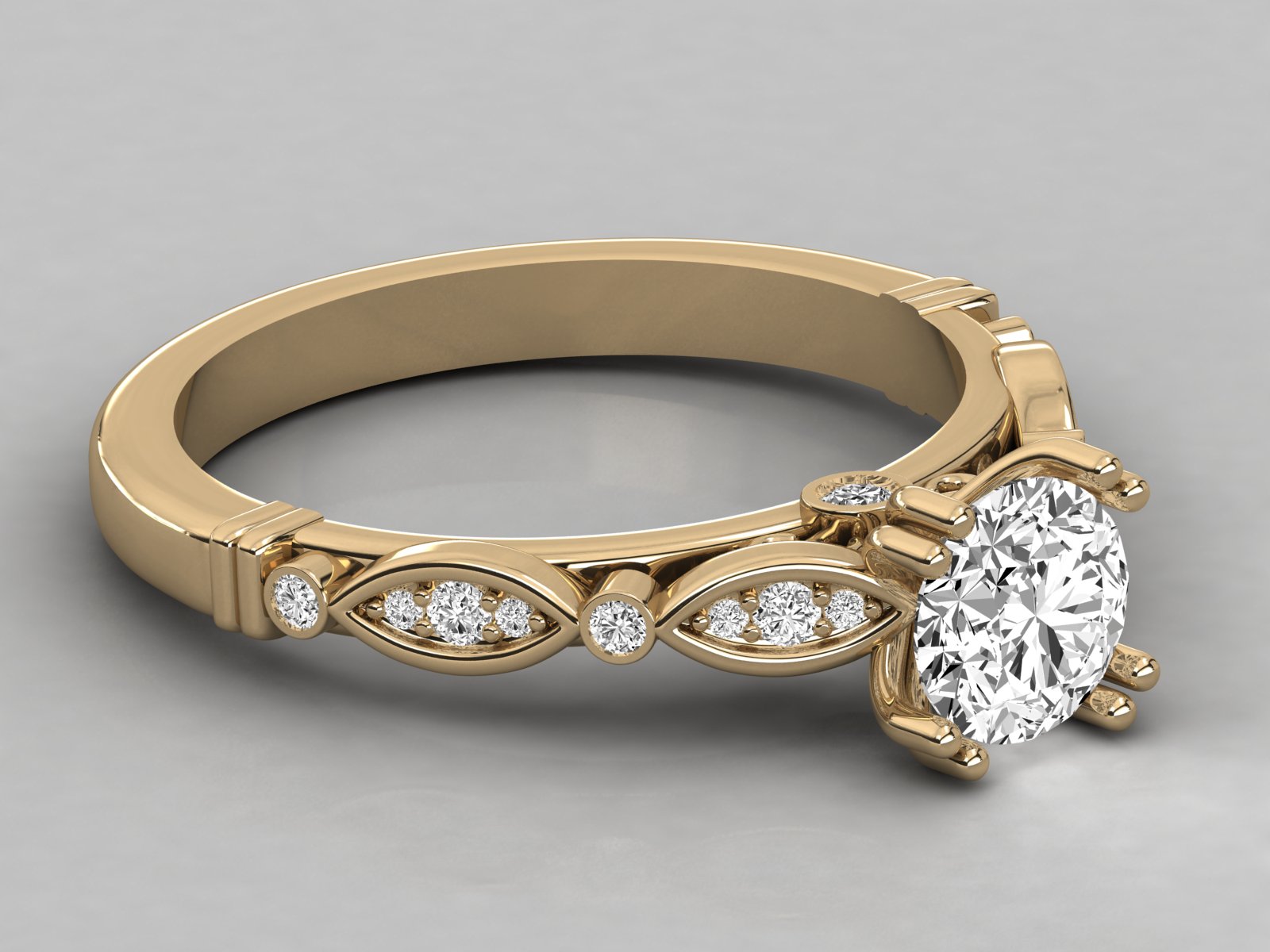 9K GOLD SOLITAIRE  LAB GROWN DIAMOND LADIES RING.