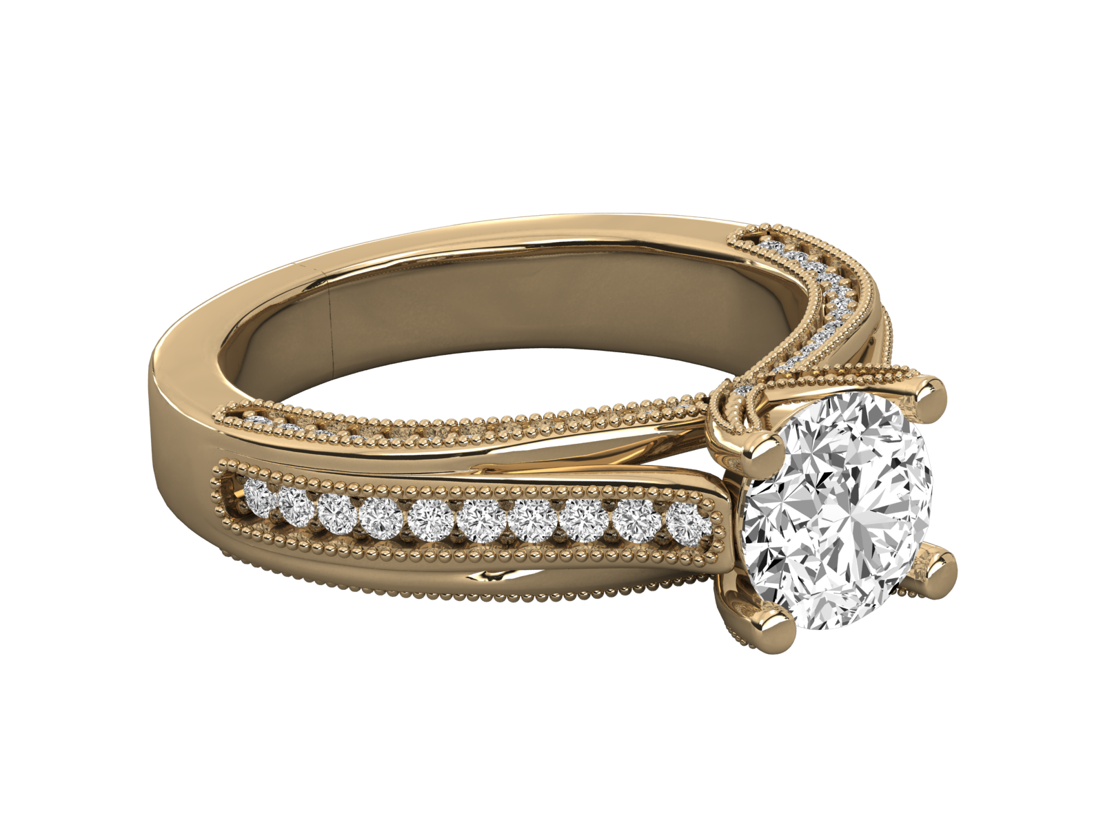 9K GOLD SOLITAIRE LAB GROWN DIAMOND LADIES  RING.