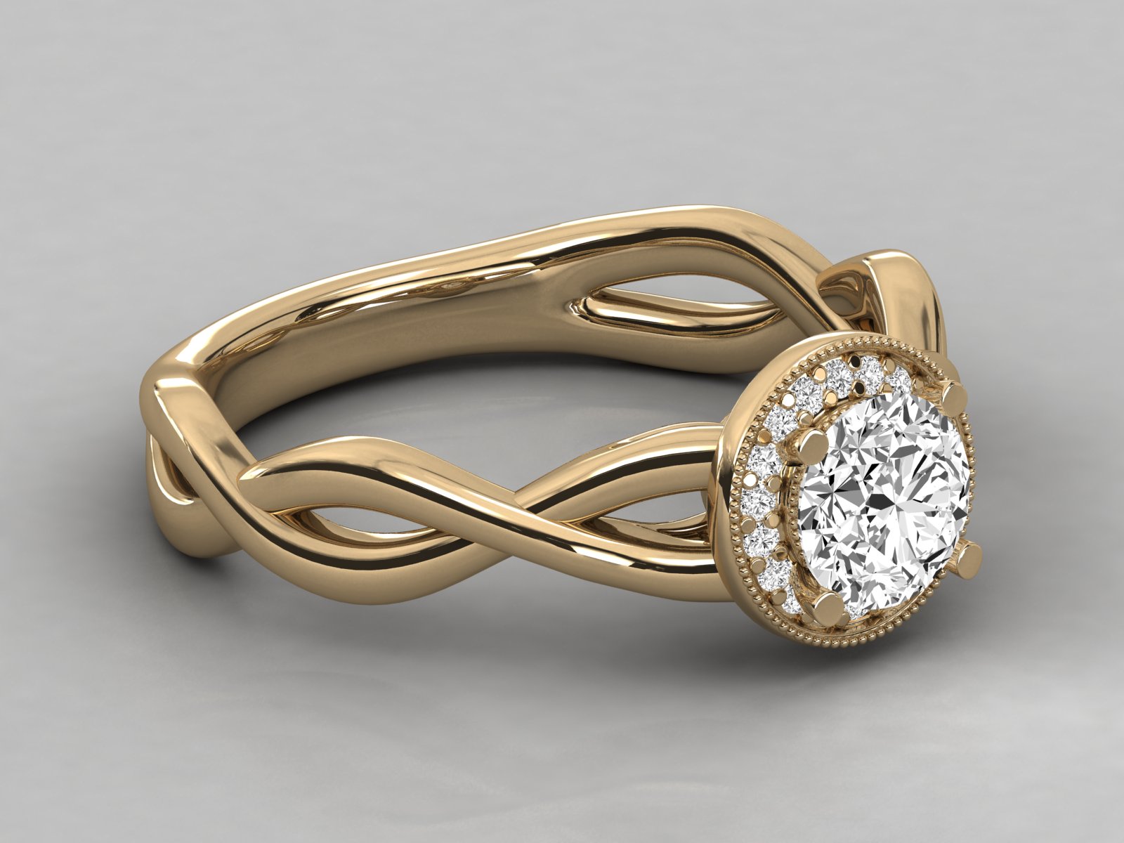 10K GOLD SOLITAIRE ROUND DIAMOND LADIES BRILLIANT RING.