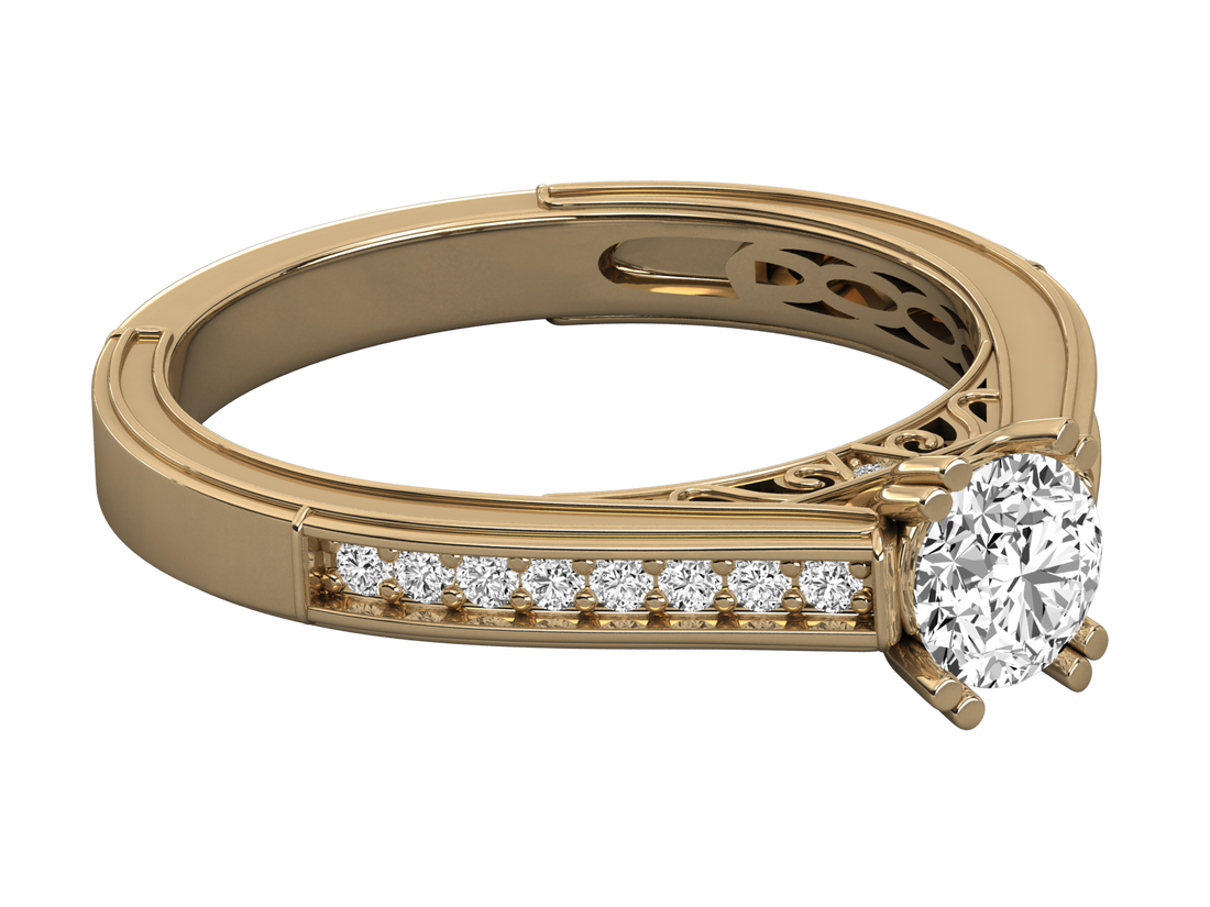 9K GOLD SOLITAIRE LAB GROWN DIAMOND LADIES  RING.