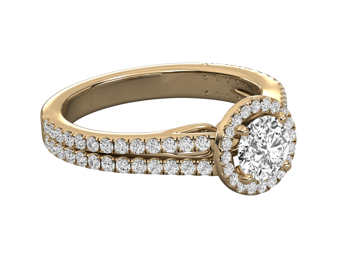 9K GOLD SOLITAIRE LAB GROWN DIAMOND LADIES  RING.