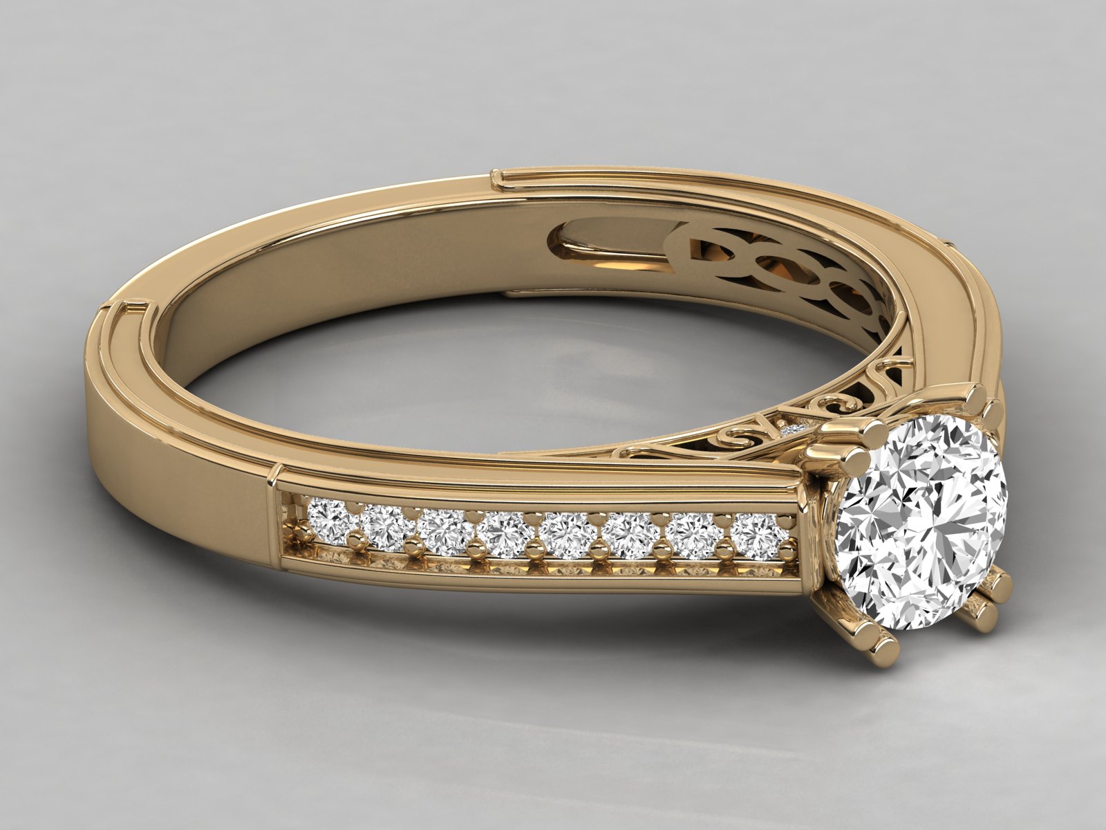 9K GOLD SOLITAIRE LAB GROWN DIAMOND LADIES  RING.
