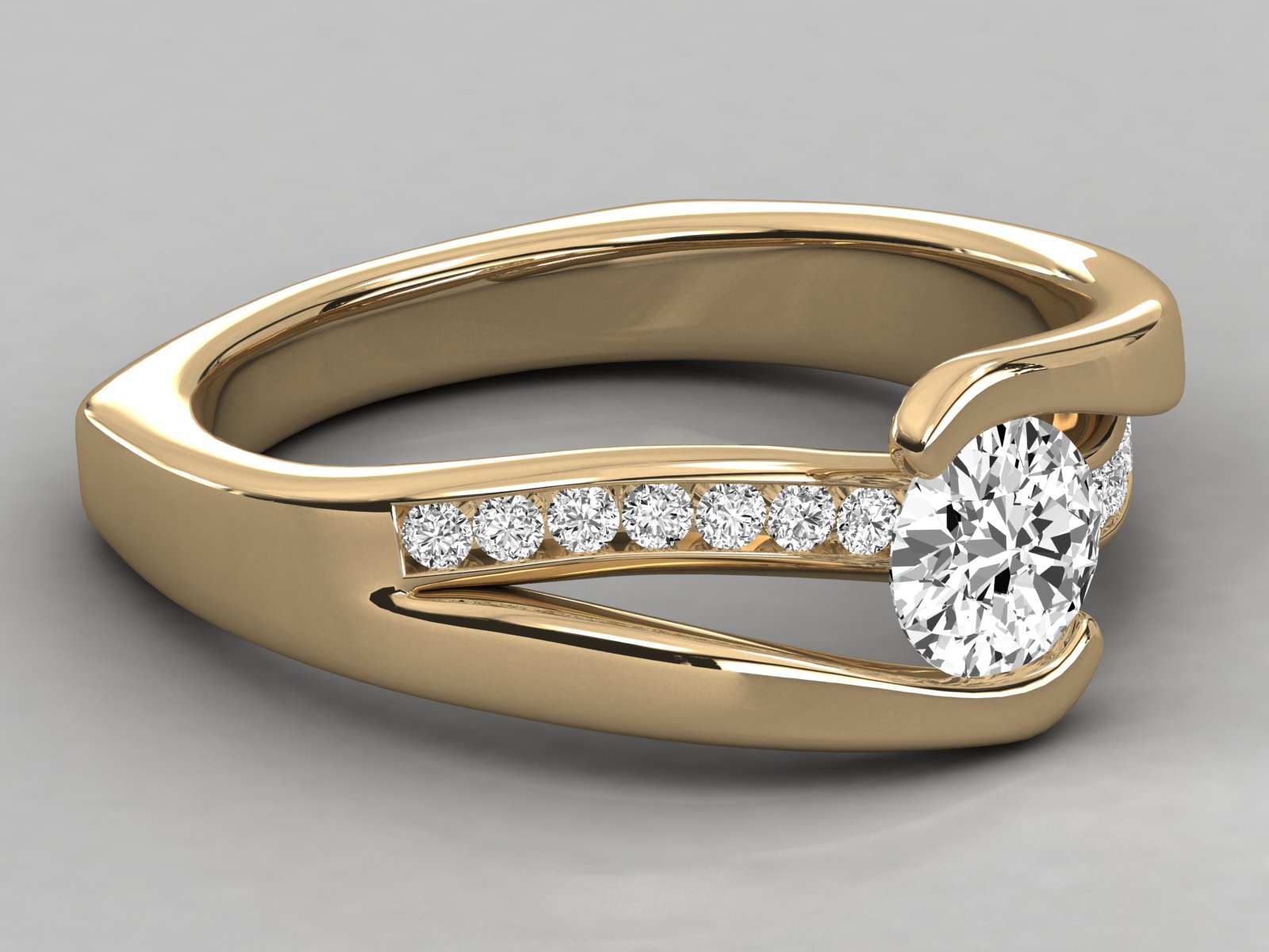 10K GOLD SOLITAIRE  LAB GROWN DIAMOND  BRILLIANT RING.
