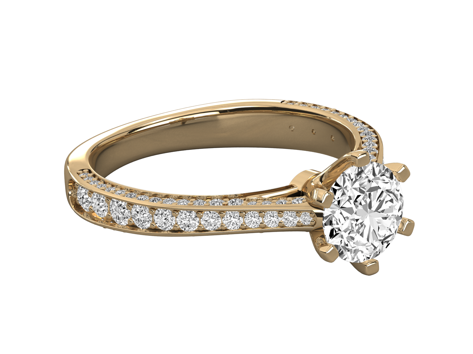 9K GOLD SOLITAIRE ROUND CUT LAB GROWN DIAMOND LADIES BRILLIANT RING.