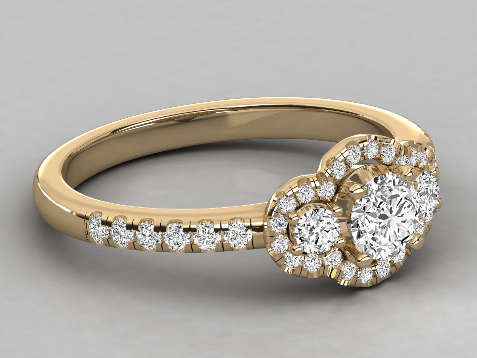 9K GOLD SOLITAIRE  LAB GROWN DIAMOND LADIES RING.