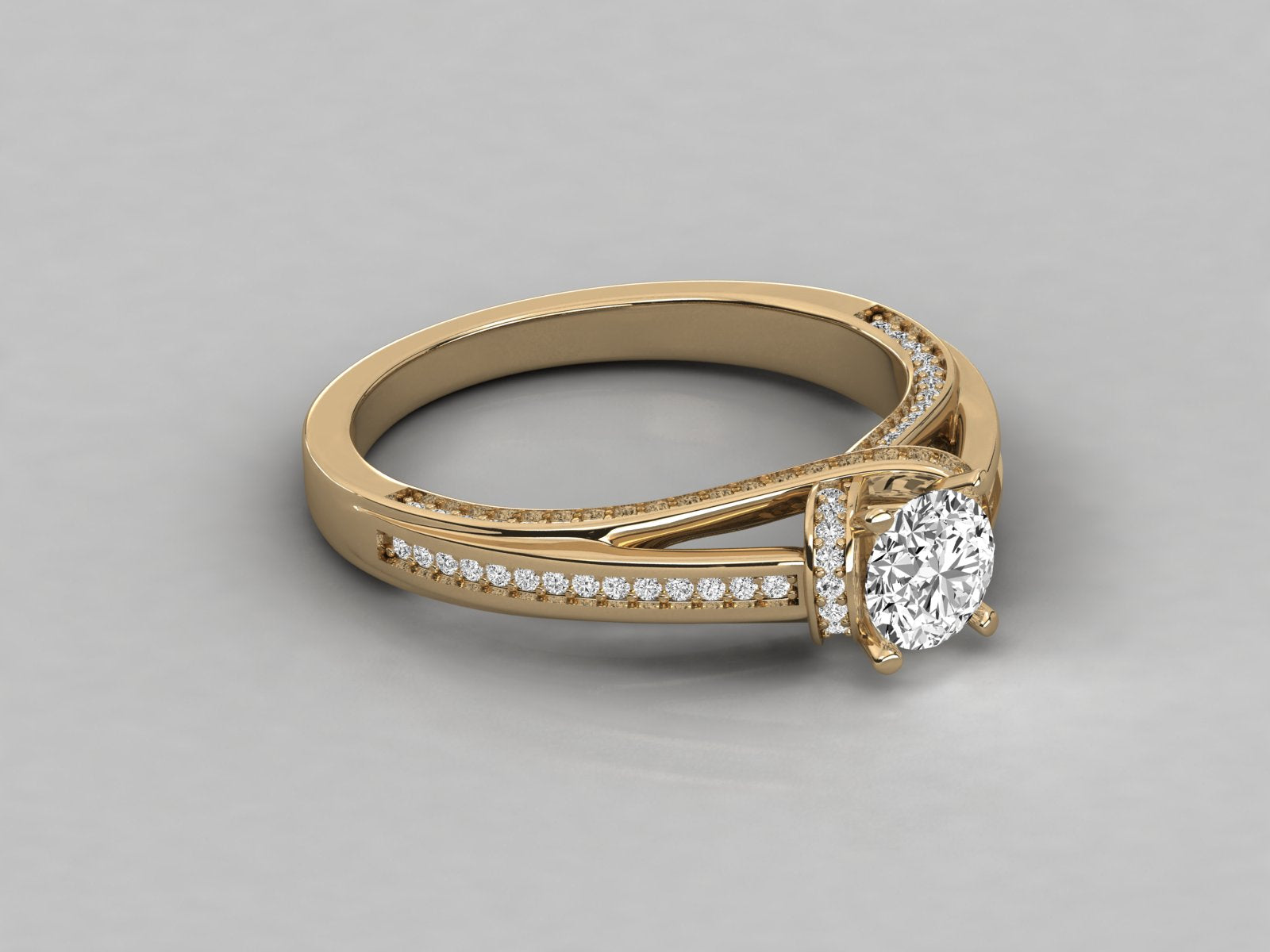 14K GOLD SOLITAIRE ROUND CUT LAB GROWN DIAMOND LADIES BRILLIANT RING.