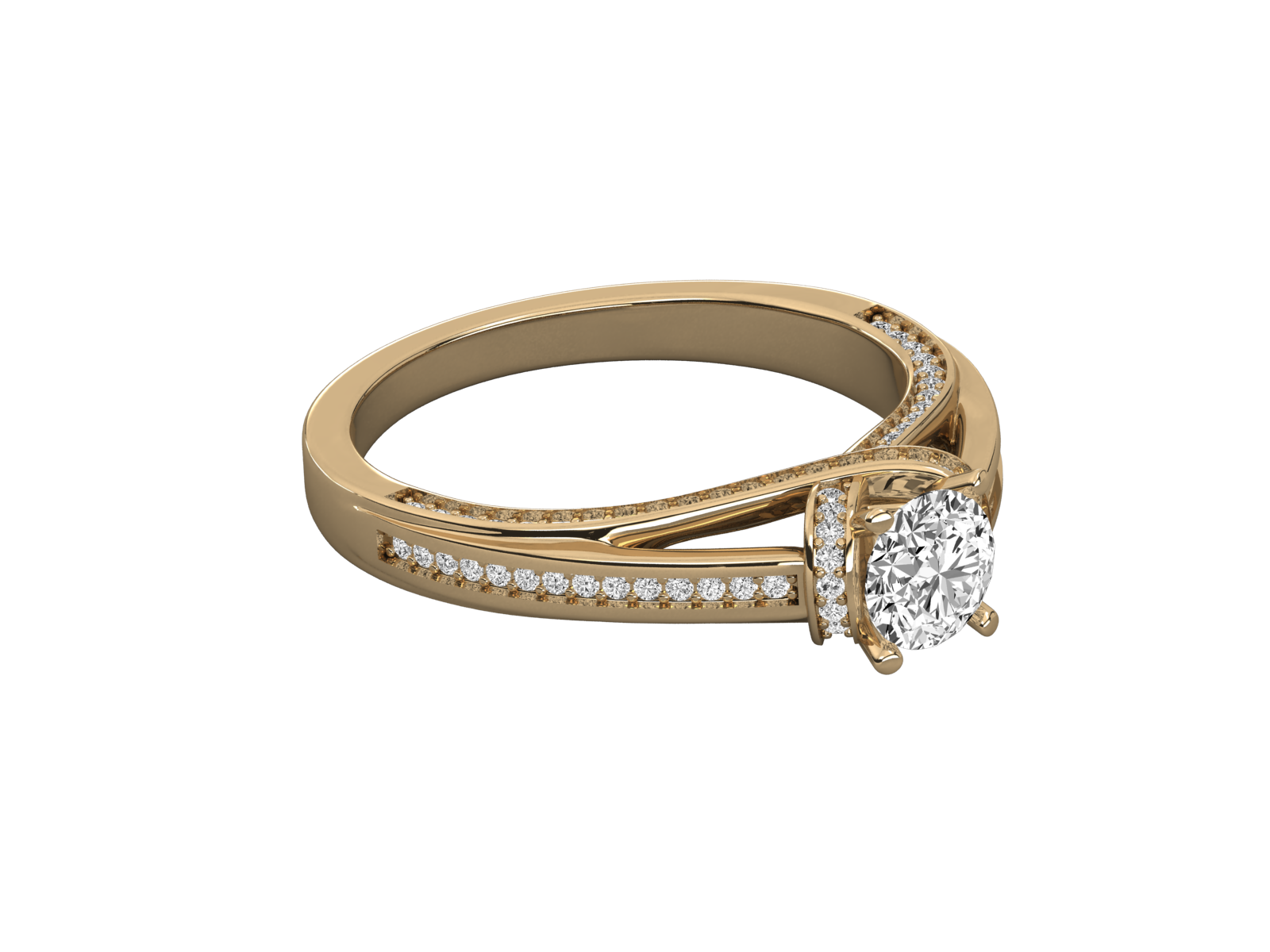 14K GOLD SOLITAIRE ROUND CUT LAB GROWN DIAMOND LADIES BRILLIANT RING.