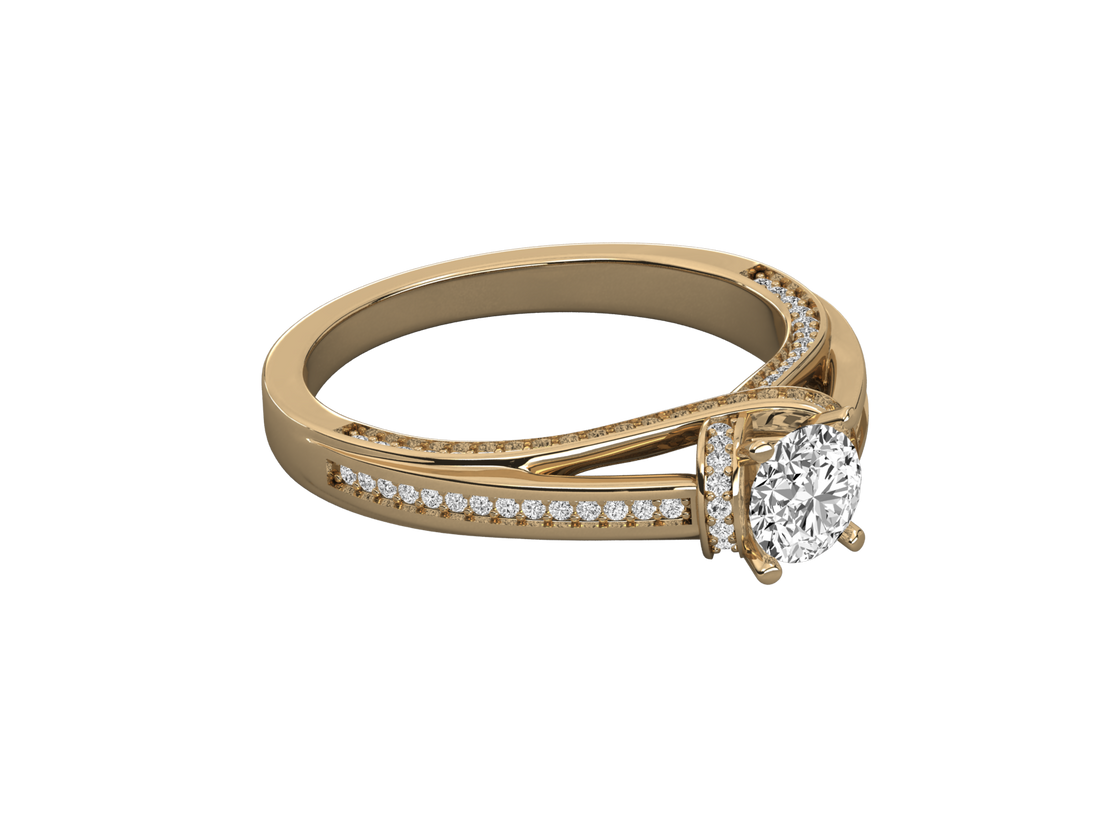14K GOLD SOLITAIRE ROUND CUT LAB GROWN DIAMOND LADIES BRILLIANT RING.