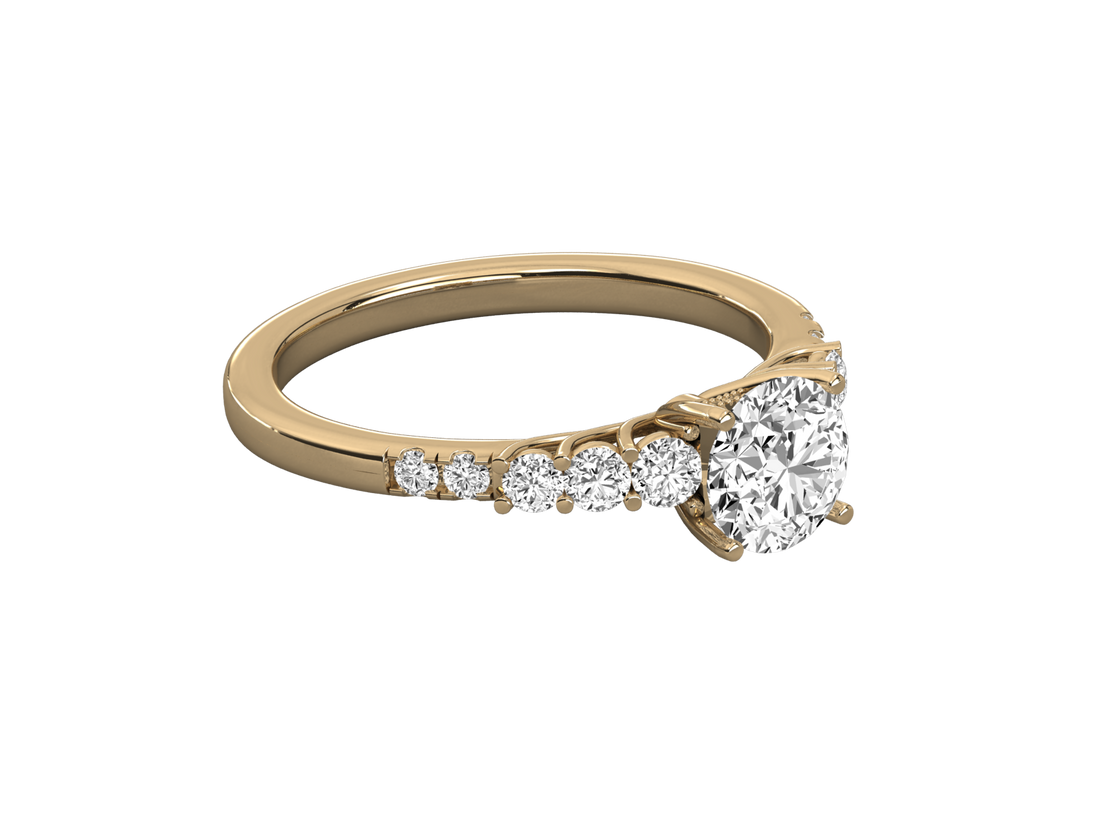9K GOLD SOLITAIRE  LAB GROWN DIAMOND LADIES BRILLIANT RING.