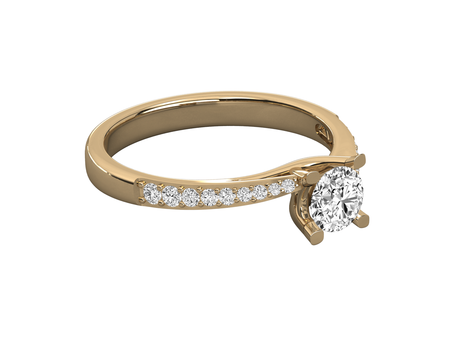 9K GOLD SOLITAIRE ROUND CUT LAB GROWN DIAMOND LADIES BRILLIANT RING.
