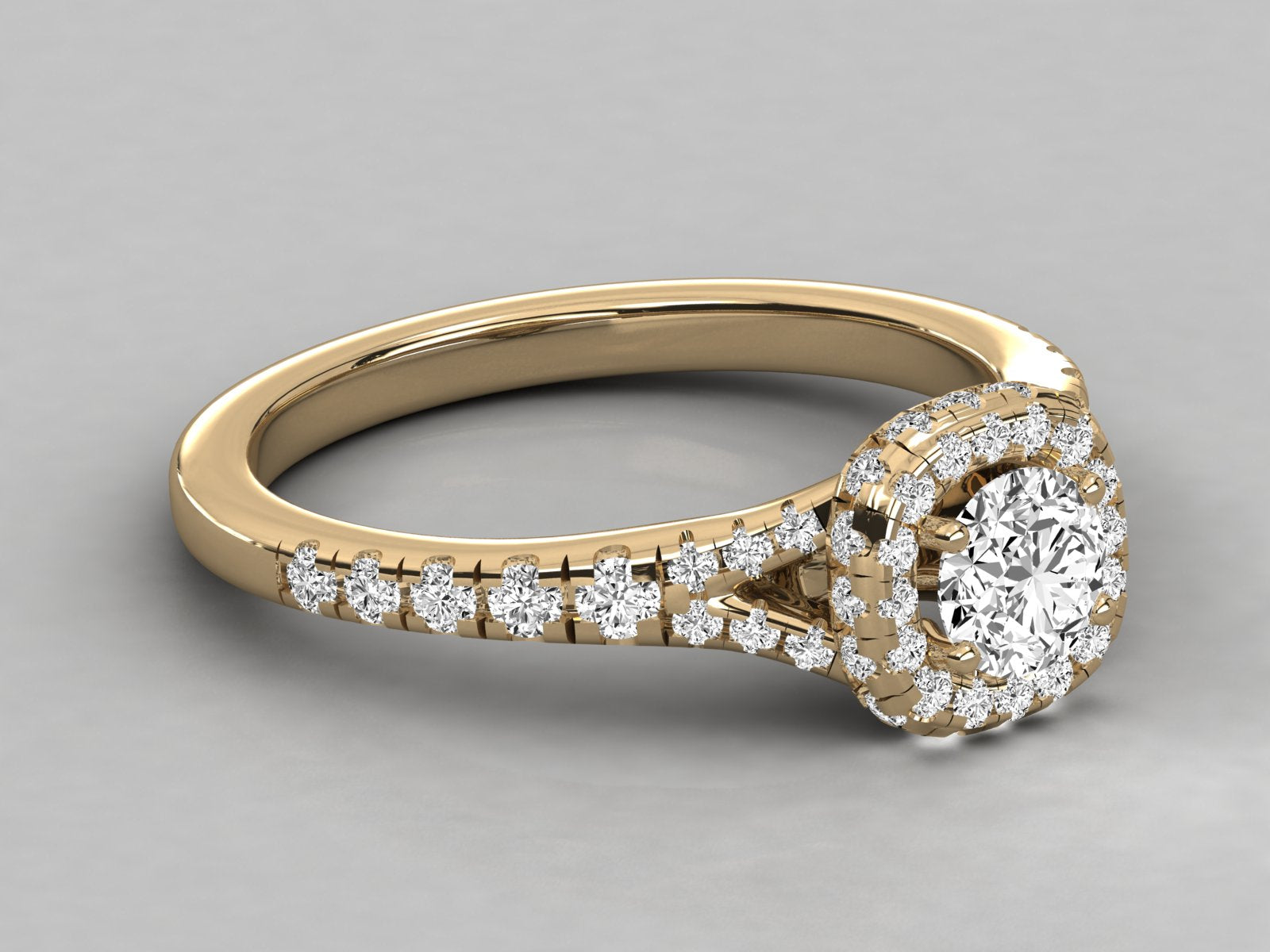 9K GOLD SOLITAIRE ROUND DIAMOND LADIES BRILLIANT RING.