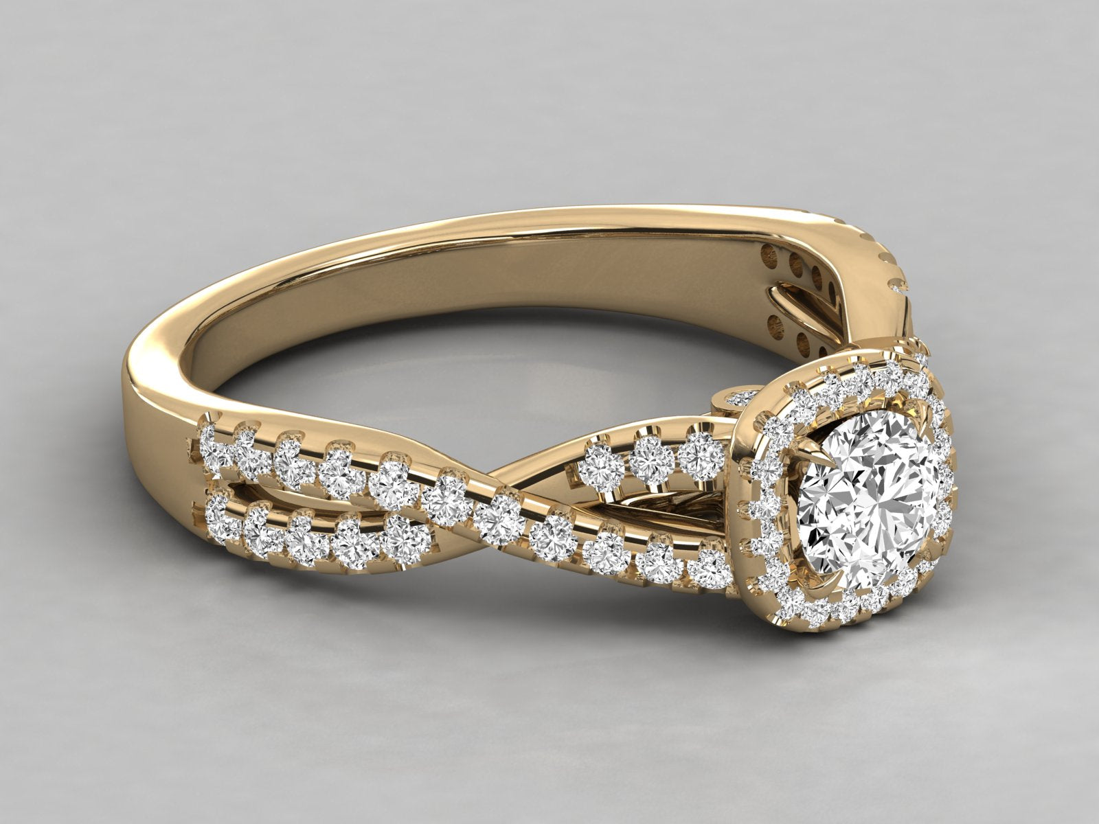 9K GOLD SOLITAIRE ROUND CUT LAB GROWN DIAMOND LADIES BRILLIANT RING.