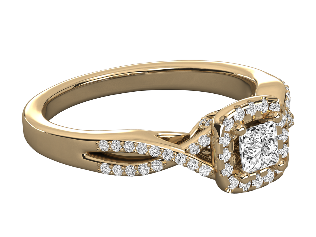 10K GOLD SOLITAIRE  LAB GROWN DIAMOND LADIES BRILLIANT RING.