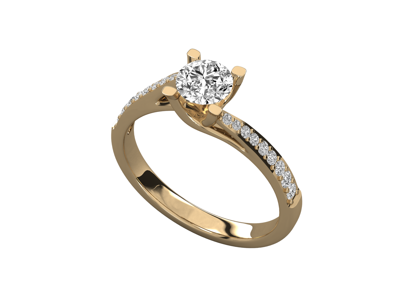 9K GOLD SOLITAIRE ROUND CUT LAB GROWN DIAMOND LADIES BRILLIANT RING.